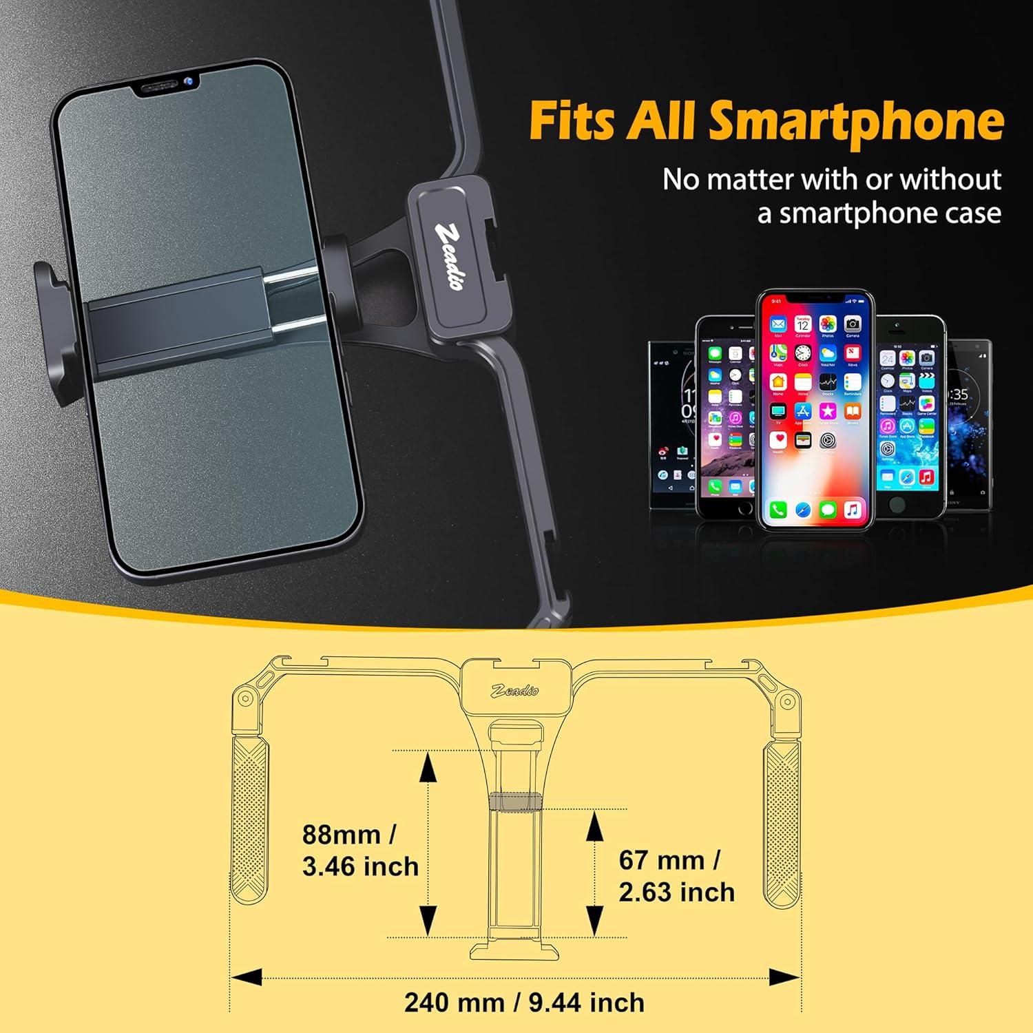 Empuñadura estabilizadora Zeadio para smartphone aluminio 12x5cm