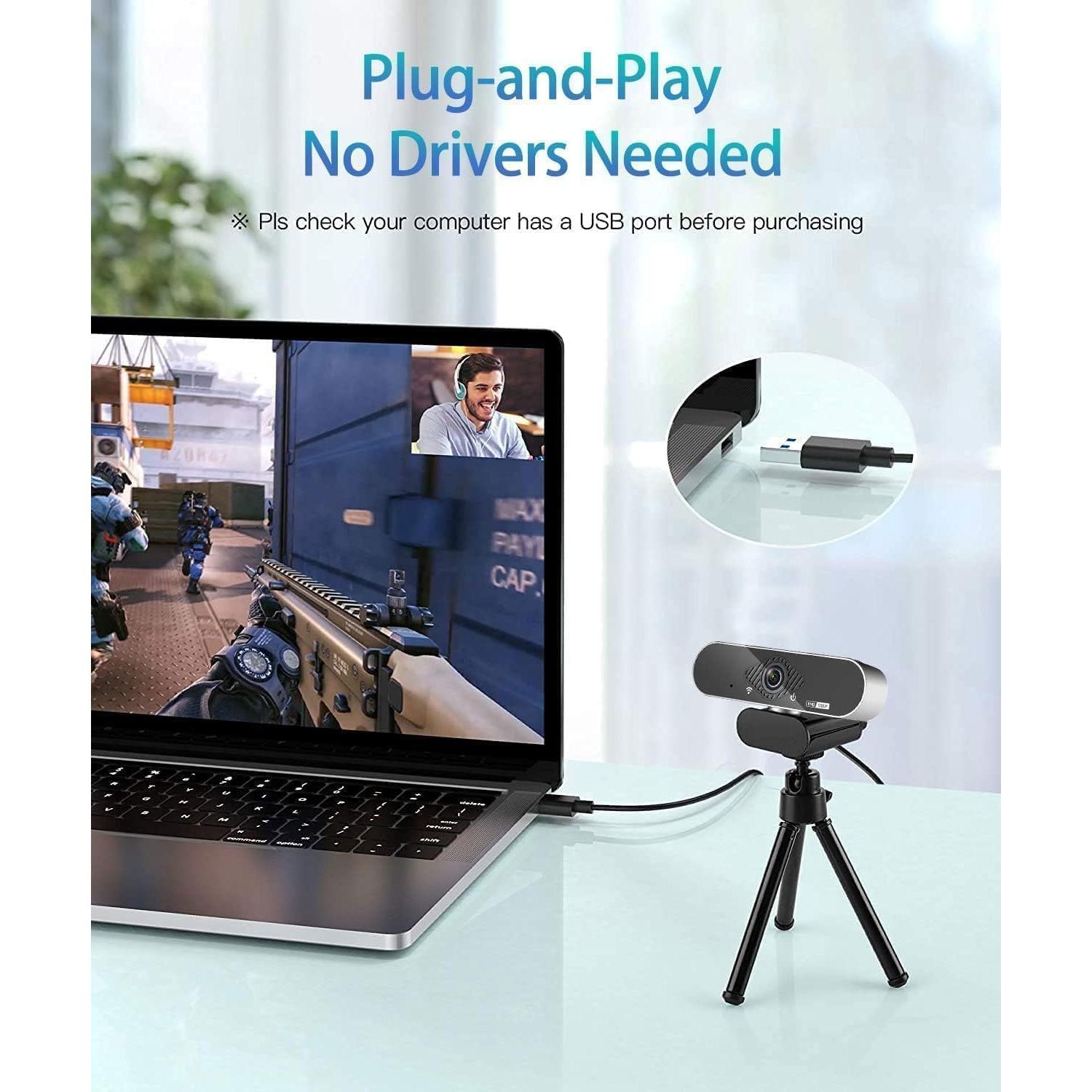 Webcam Full HD 1080P Vsofiot con micrófono y trípode