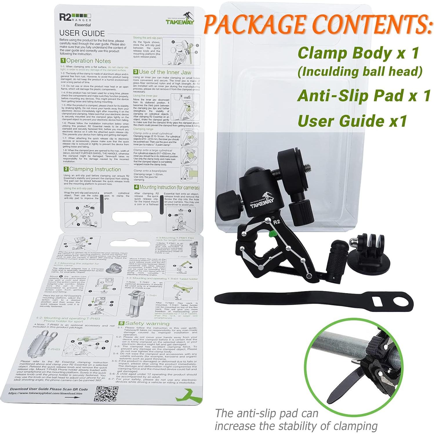 Soporte de cámara ajustable TAKEWAY R2 con cabezal de bola 360°