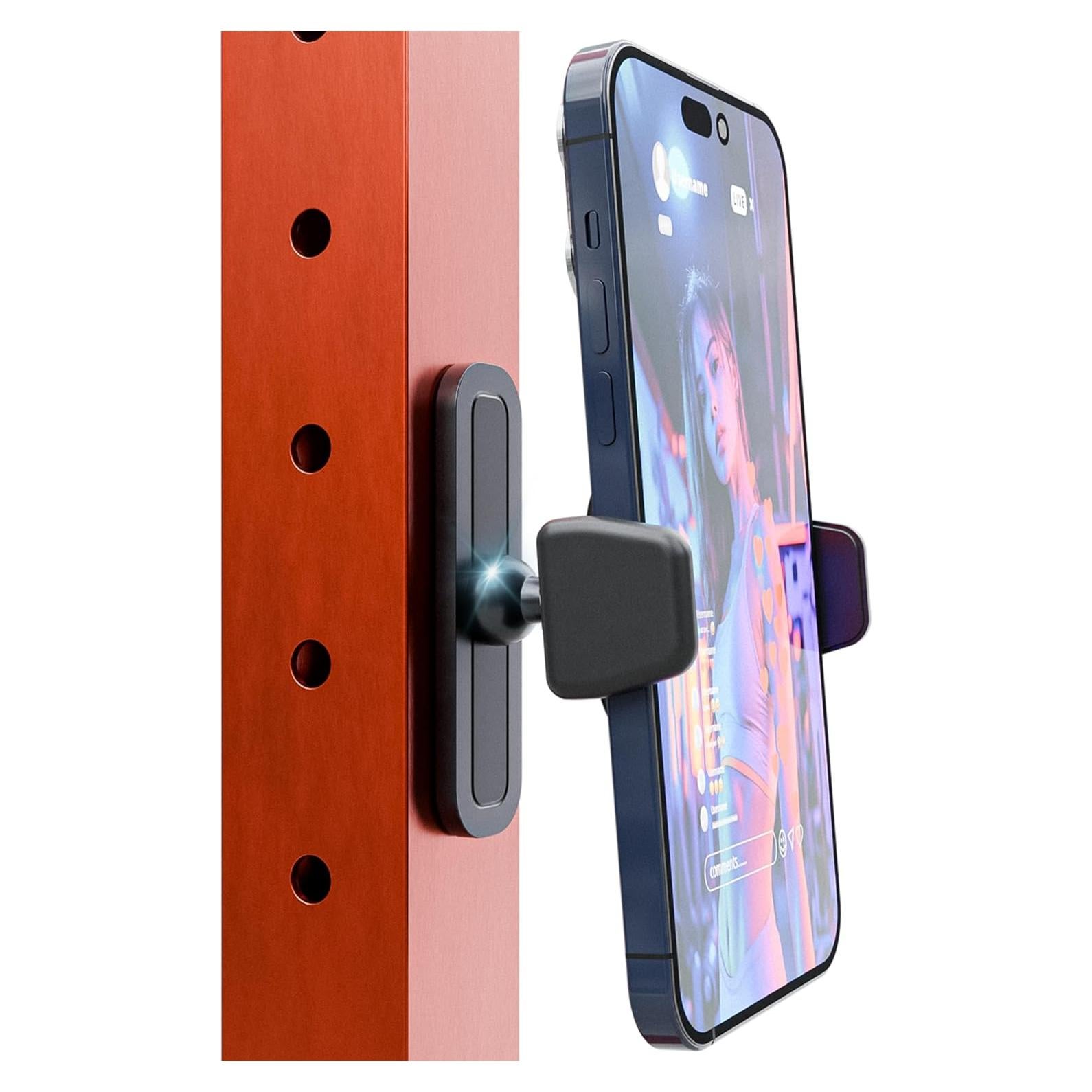 Magnetic Phone Holder for Gym – Essential Gym Rats Stuff – Magnetic Tripod for iPhone and Magnet Phone Mount– Home Workout Accessories and Gear