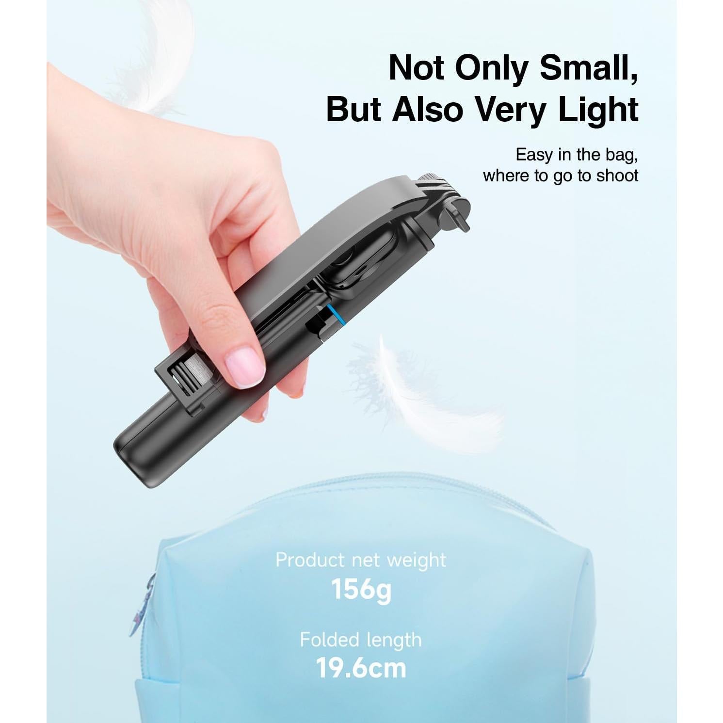 Bastón de Selfie Extensible con Trípode y Control Remoto - 19.5 cm a 129.5 cm