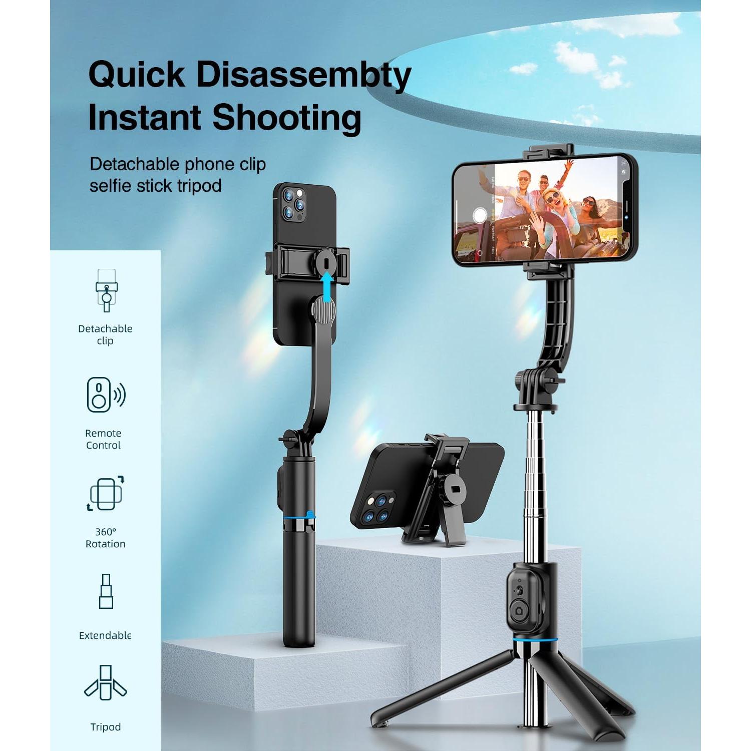 Bastón de Selfie Extensible con Trípode y Control Remoto - 19.5 cm a 129.5 cm