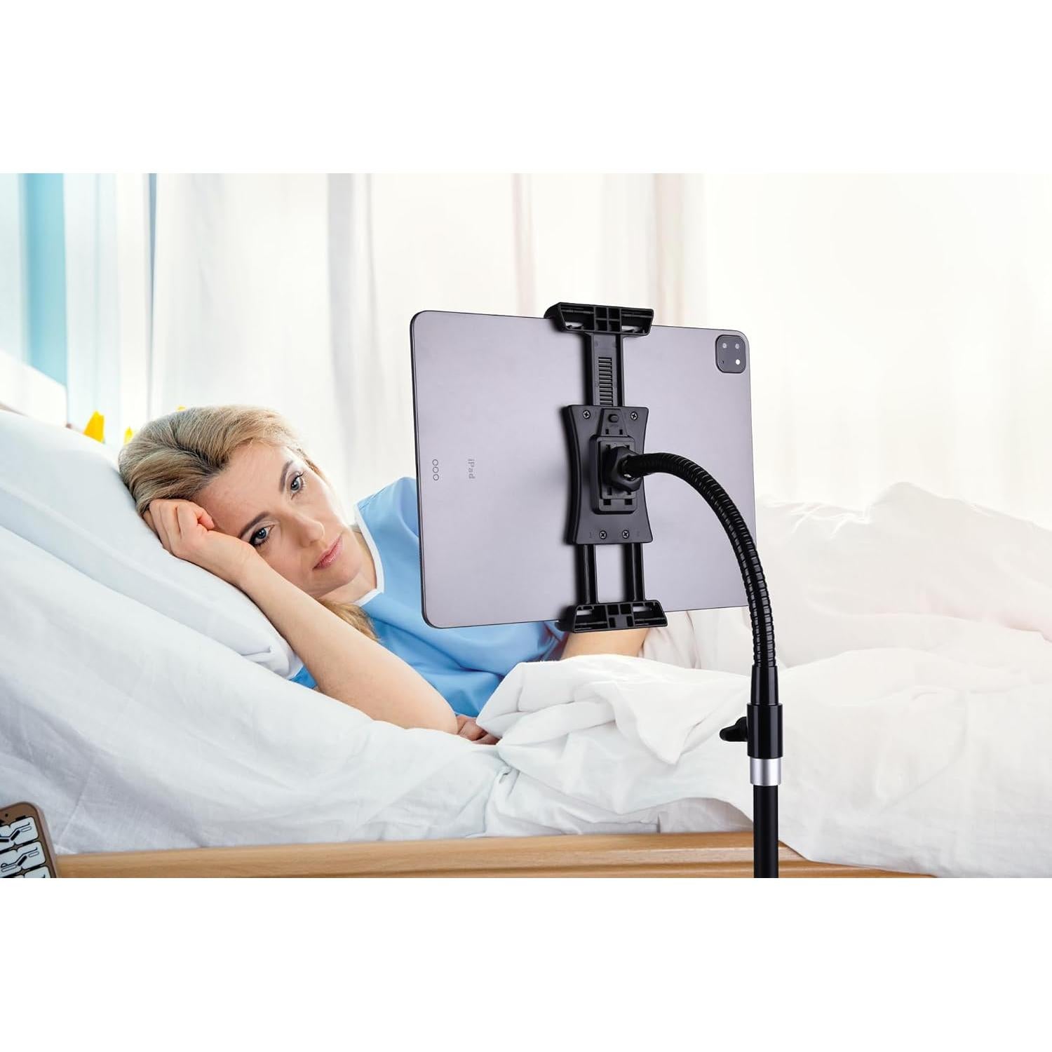 Peastrex Ipad and Phone Tripod 73" Gooseneck Tablet Floor Stand Holder Mount with Remote for 3.5 to 15in Tablets iPhones, iPad Pro Air Mini 12.9 11 10.5, Galaxy Tab S9 Ultra 14.6", Surface