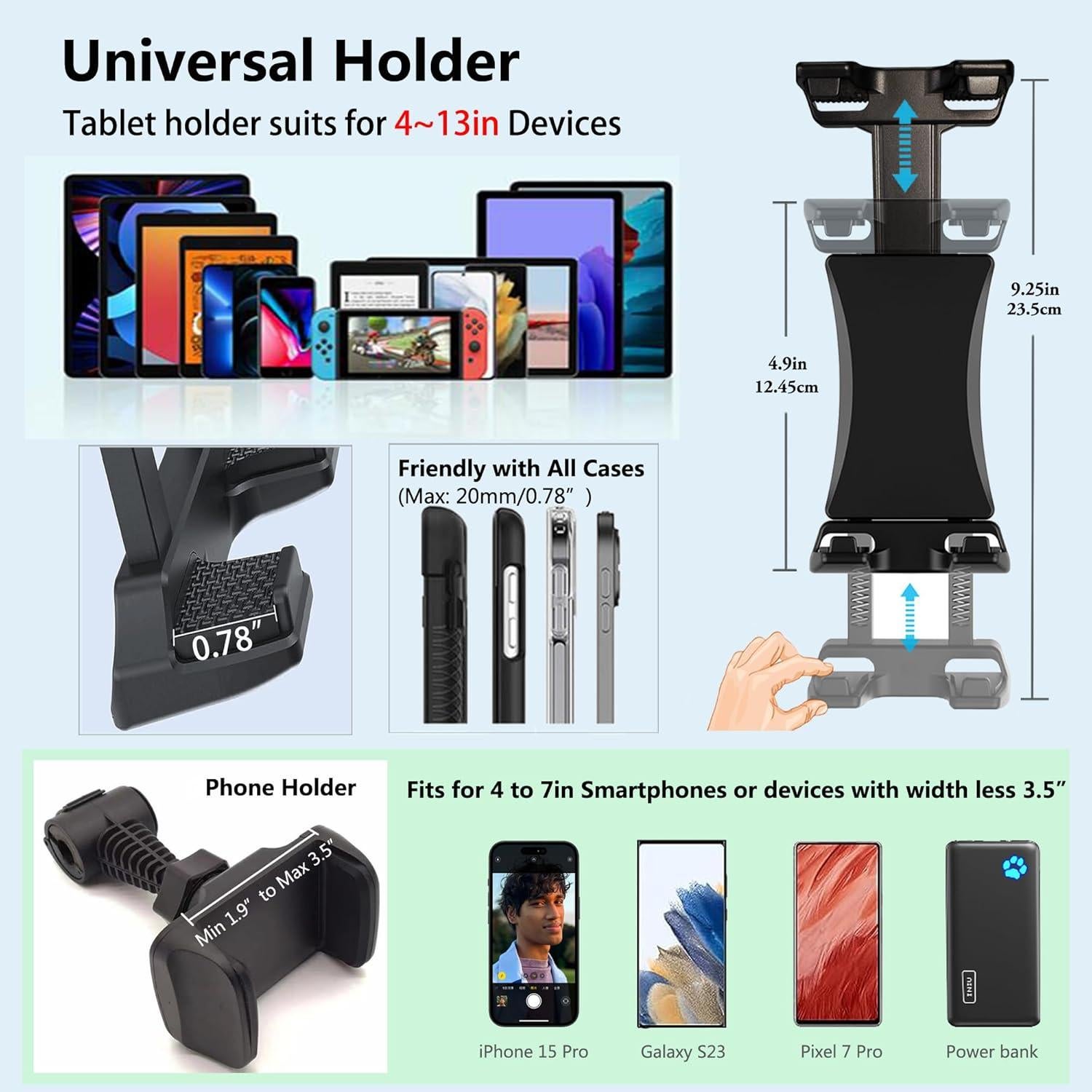 Peastrex Ipad and Phone Tripod 73" Gooseneck Tablet Floor Stand Holder Mount with Remote for 3.5 to 15in Tablets iPhones, iPad Pro Air Mini 12.9 11 10.5, Galaxy Tab S9 Ultra 14.6", Surface