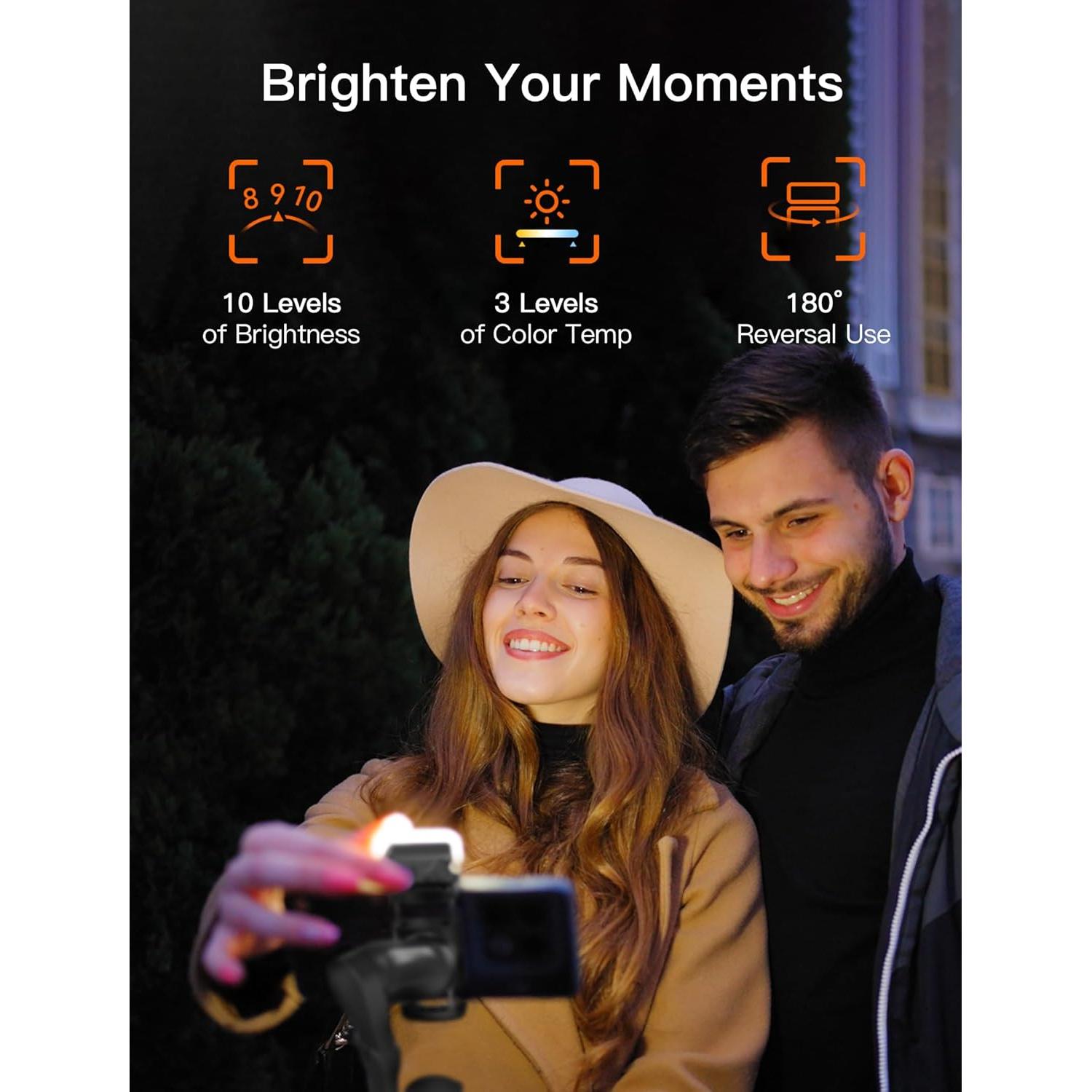 hohem iSteady XE Kit Gimbal Stabilizer for Smartphone, 3-Axis Gimbal for iPhone & Android with Magnetic Adjustable Fill Light, Portable & Foldable Stabilizer for Video Recording, YouTube TikTok Video