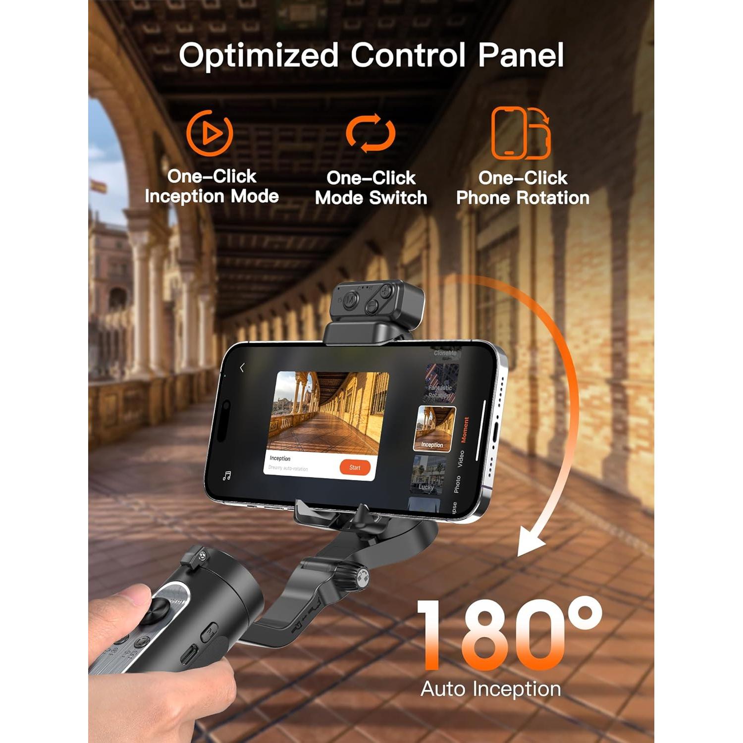 hohem iSteady XE Kit Gimbal Stabilizer for Smartphone, 3-Axis Gimbal for iPhone & Android with Magnetic Adjustable Fill Light, Portable & Foldable Stabilizer for Video Recording, YouTube TikTok Video