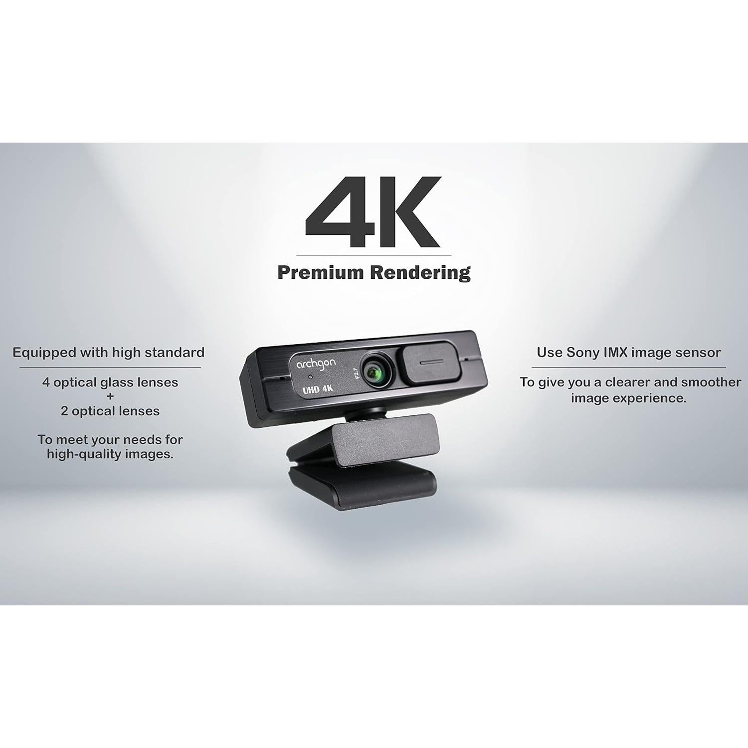 Cámara Web 4K Archgon C6403 Ultra HD con Doble Micrófono