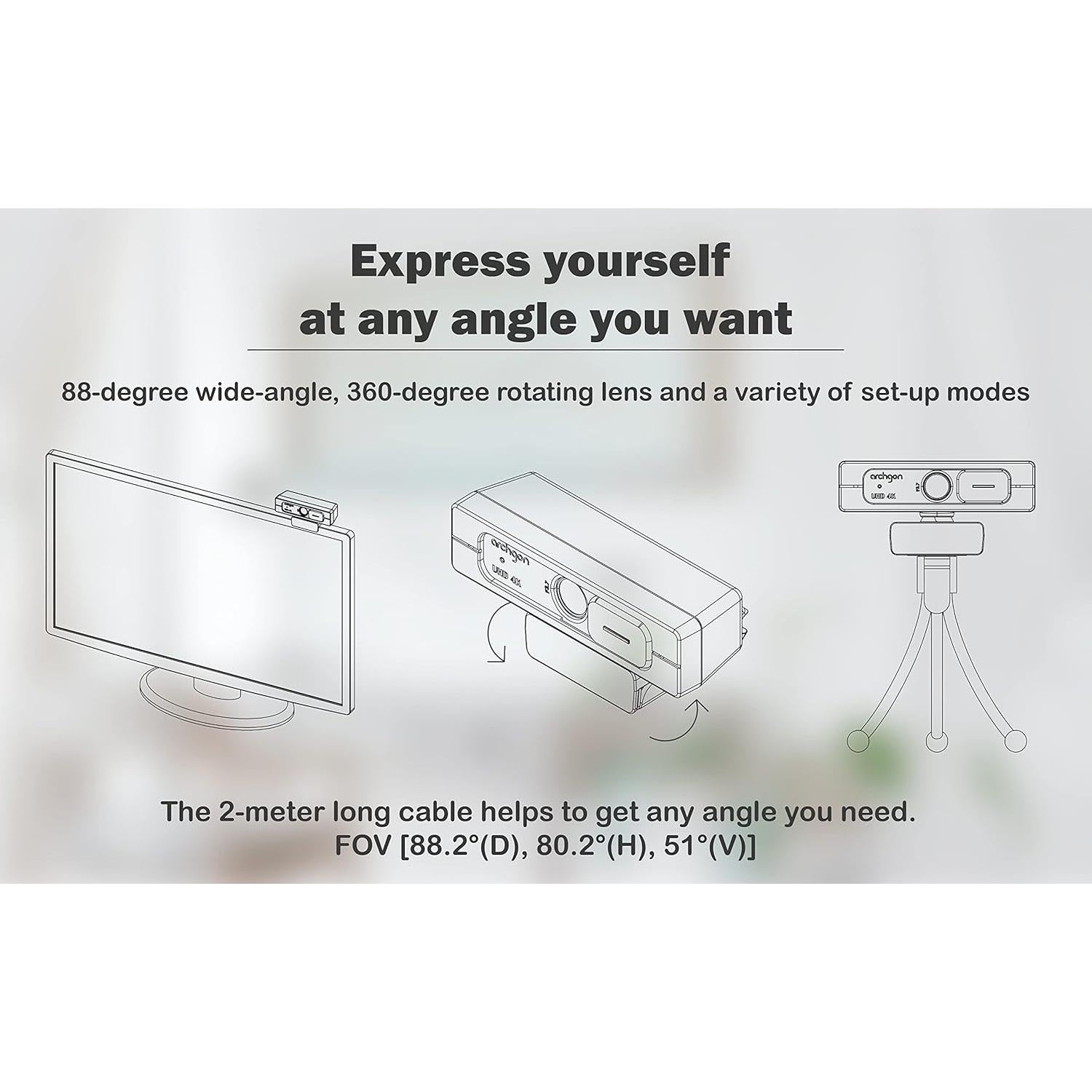 Cámara Web 4K Archgon C6403 Ultra HD con Doble Micrófono