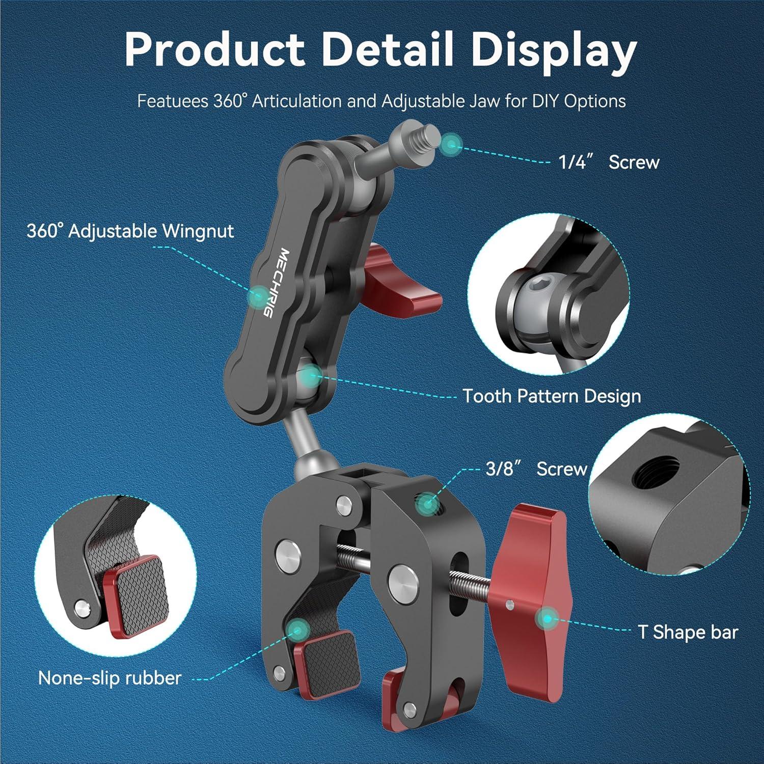 Soporte de Abrazadera para Cámara Mechrig con Adaptador 1/4"