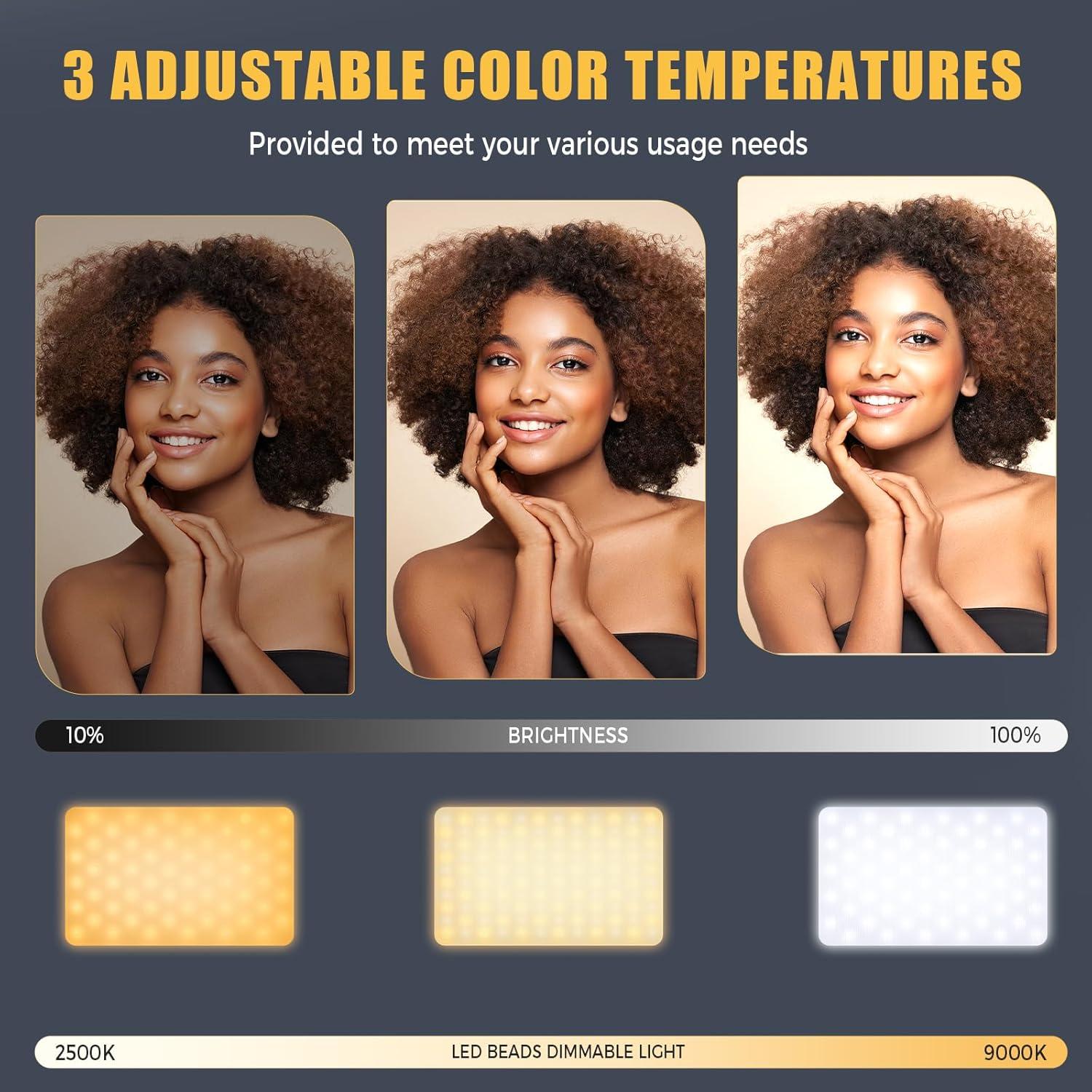 MACTREM 168 LED Selfie Light for iPhone,Portable Phone Light Clip, 3000Mah 3 Modes Rechargeable Alix Earle Lighting for Video Recording,for iPhone,Camera,Laptop,iPad,Video Conference,TikTok,Makeup