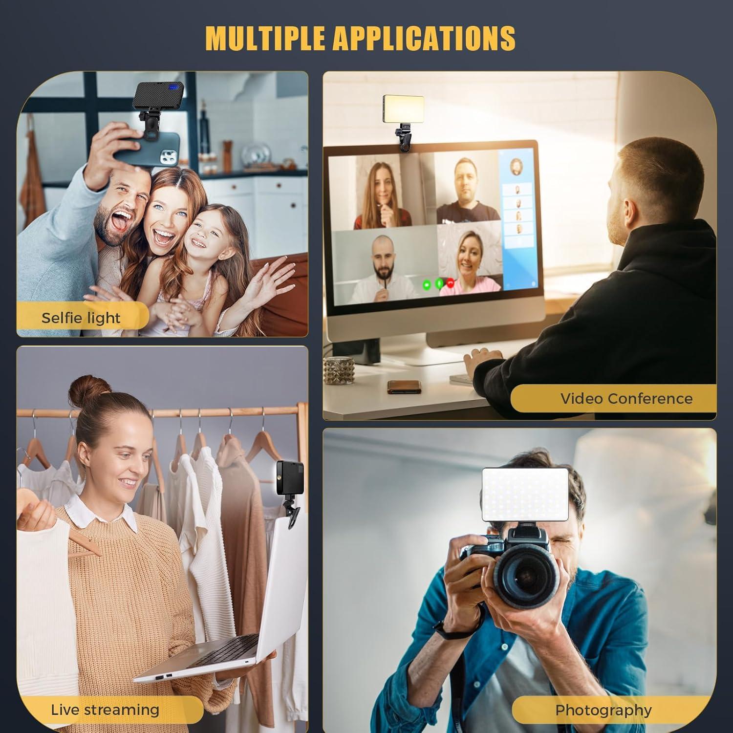 MACTREM 168 LED Selfie Light for iPhone,Portable Phone Light Clip, 3000Mah 3 Modes Rechargeable Alix Earle Lighting for Video Recording,for iPhone,Camera,Laptop,iPad,Video Conference,TikTok,Makeup