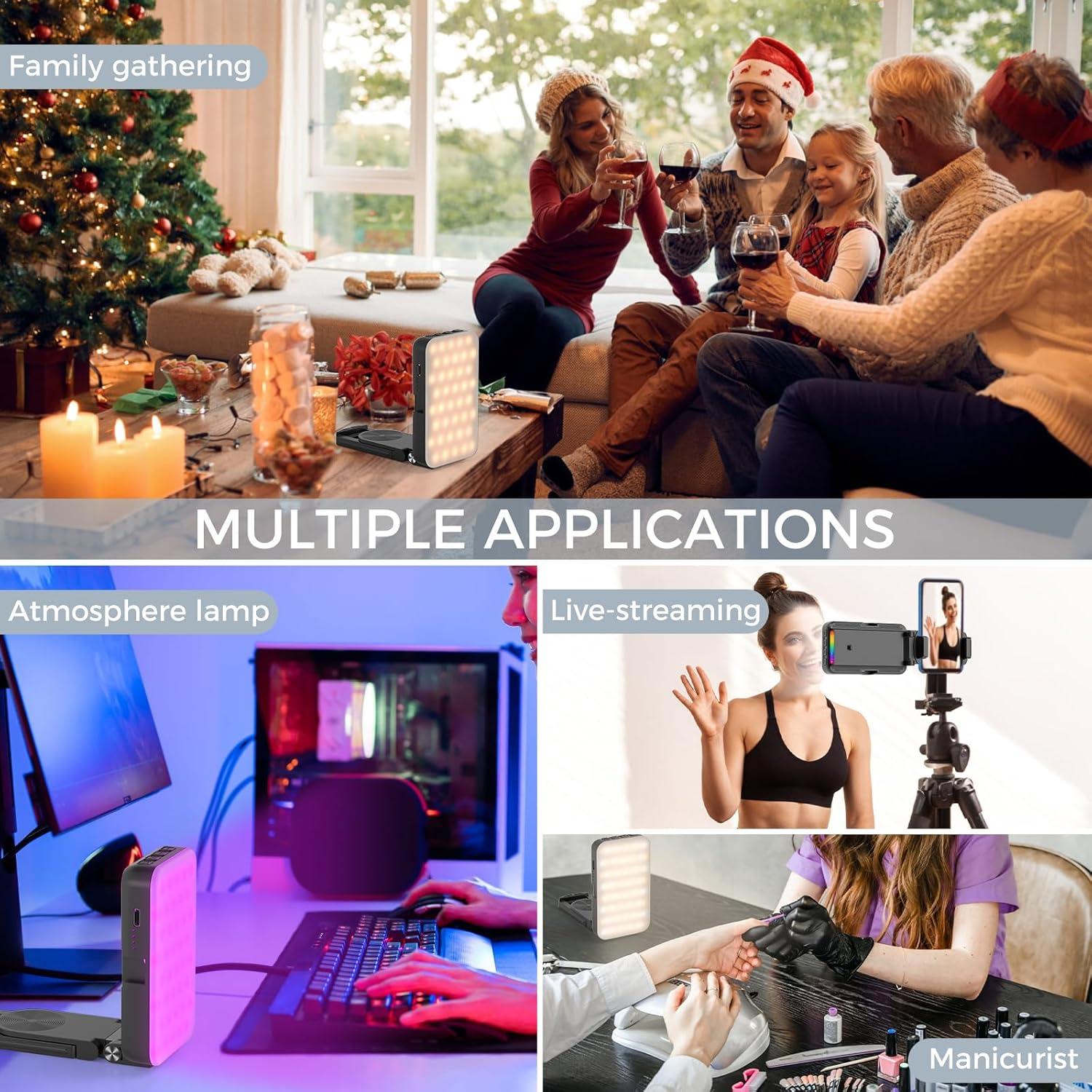 Selfie Light for Phone, Rechargeable Ring Light Clip for iPhone & Android, Portable Phone Light for Video Recording, Vlogging, Makeup, Photography