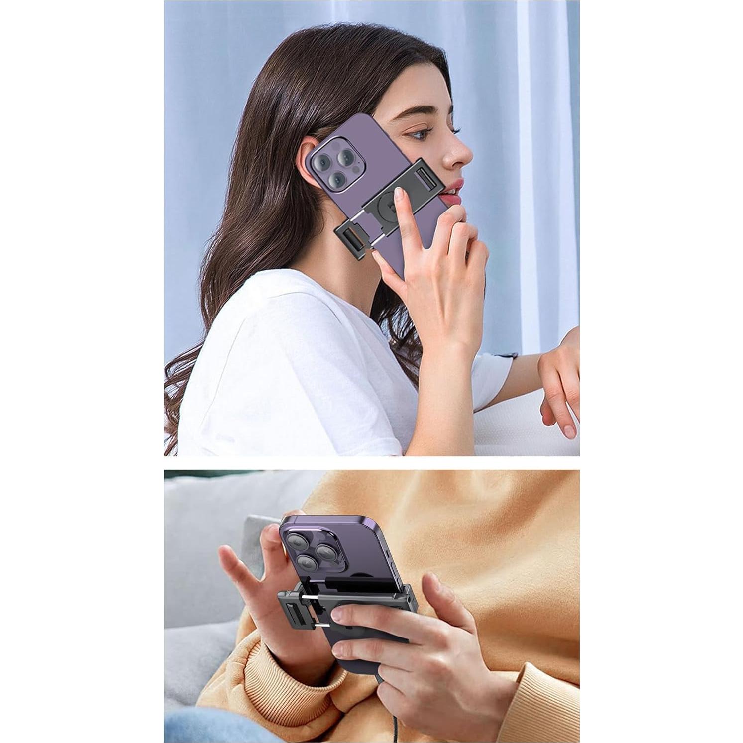 No Need APP, Auto Face Tracking Mobile Phone Holder, 360° Rotation Rechargeable Gimbal Stabilizer Tripod Smart Shooting Camera Mount for Live Vlog Streaming Video (Black)