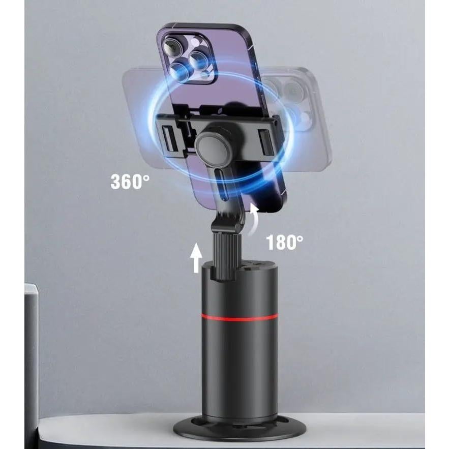 No Need APP, Auto Face Tracking Mobile Phone Holder, 360° Rotation Rechargeable Gimbal Stabilizer Tripod Smart Shooting Camera Mount for Live Vlog Streaming Video (Black)