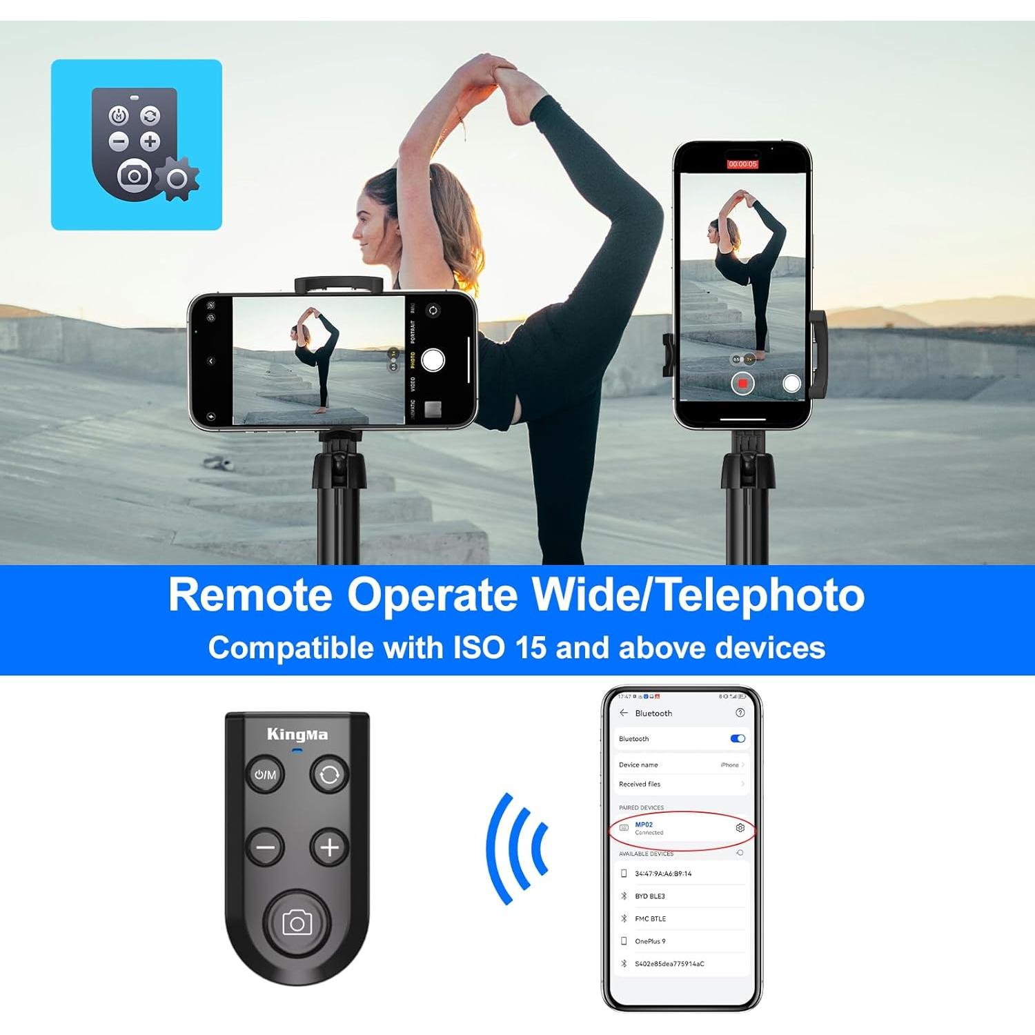 Trípode Selfie 130cm King Ma con Control Remoto para iPhone