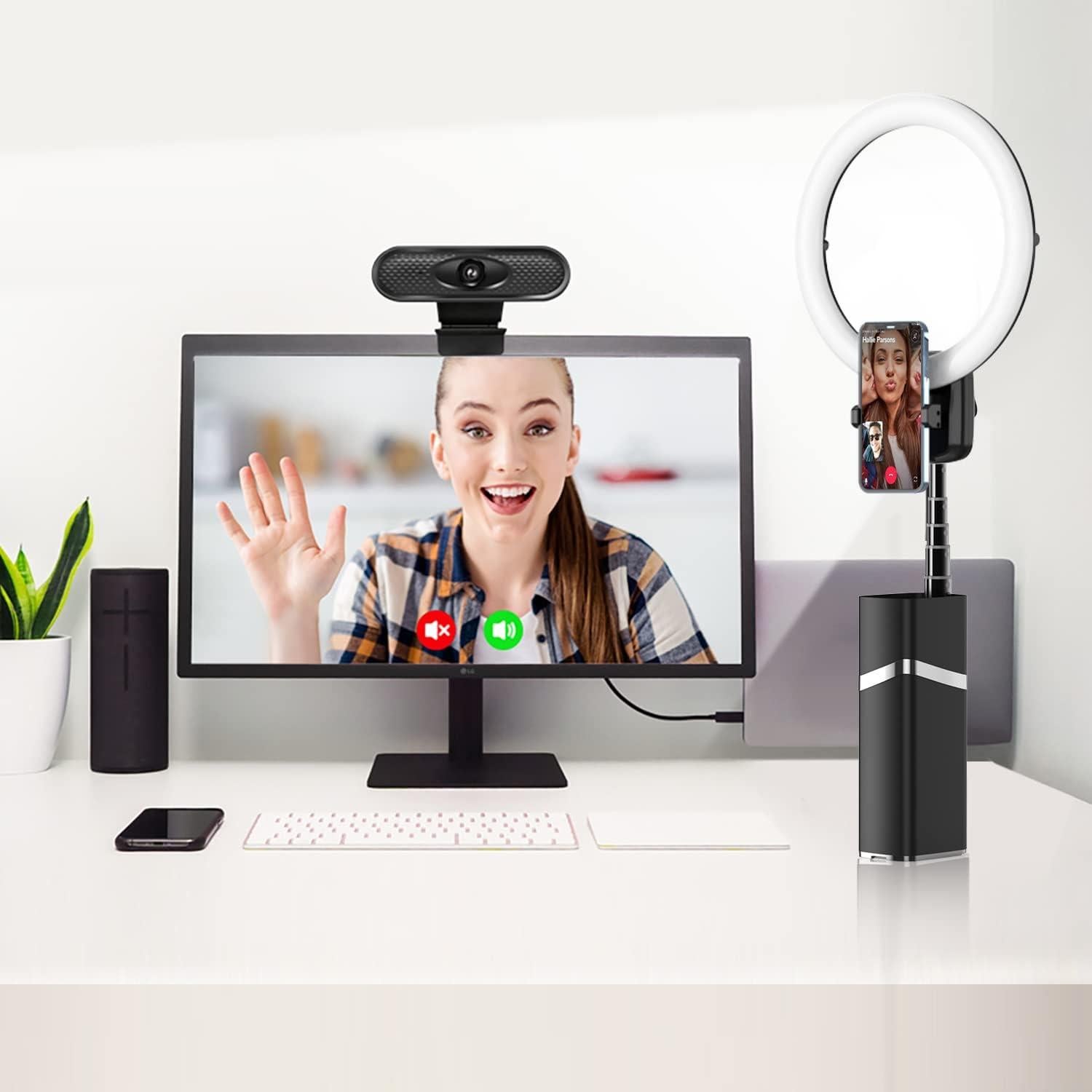 Luz de Anillo Portátil yAyusi 10" con Soporte 79" Batería 4000mAh