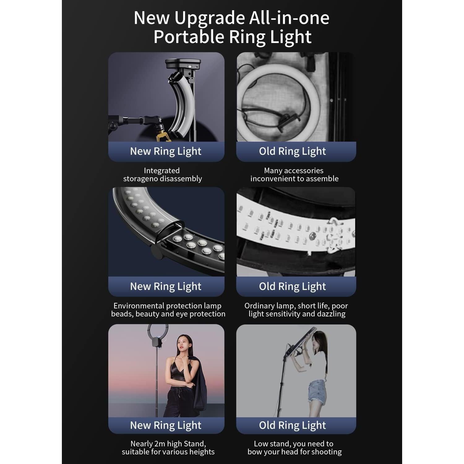 Luz de Anillo Portátil yAyusi 10" con Soporte 79" Batería 4000mAh