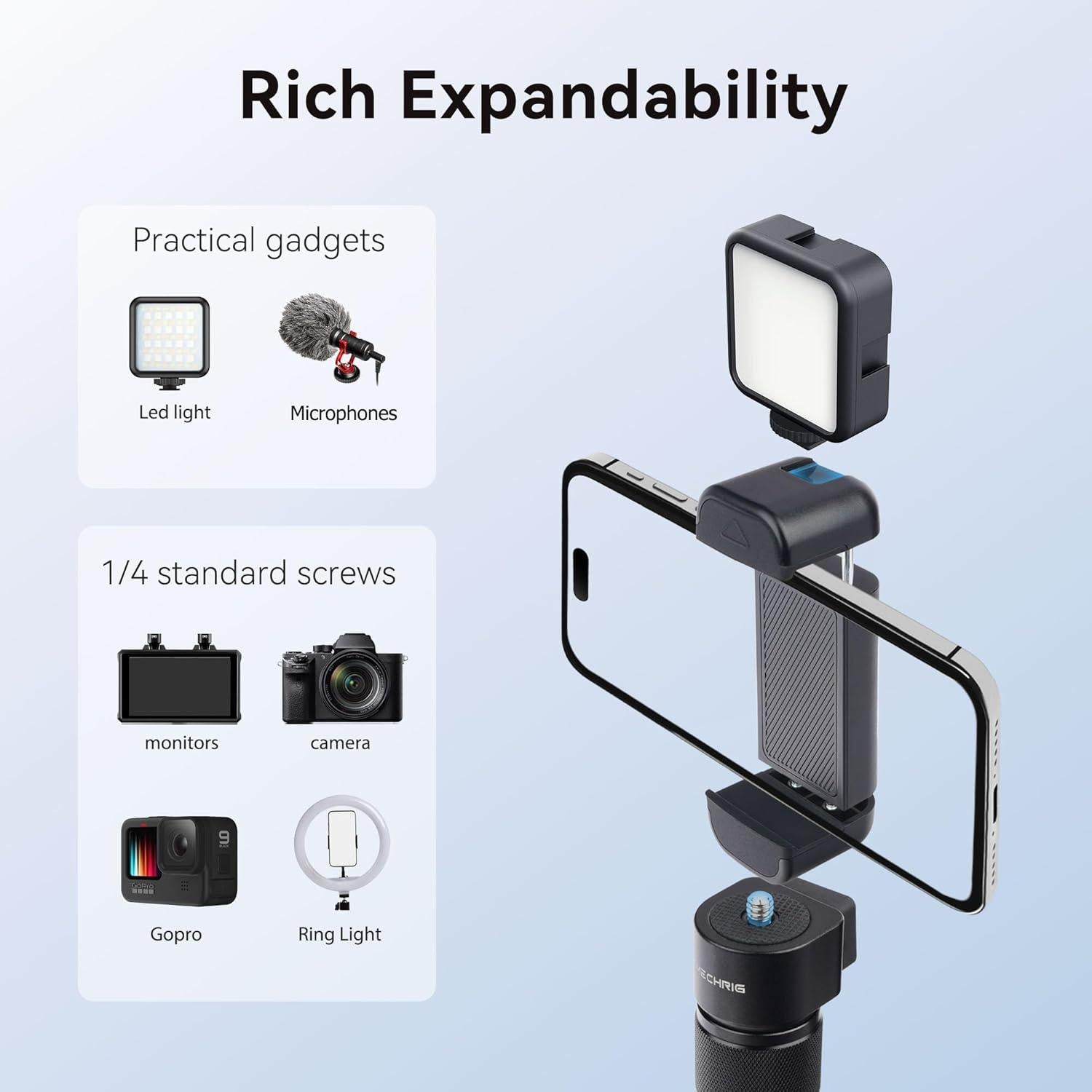 Soporte de trípode para teléfono MECHRIG con zapata fría