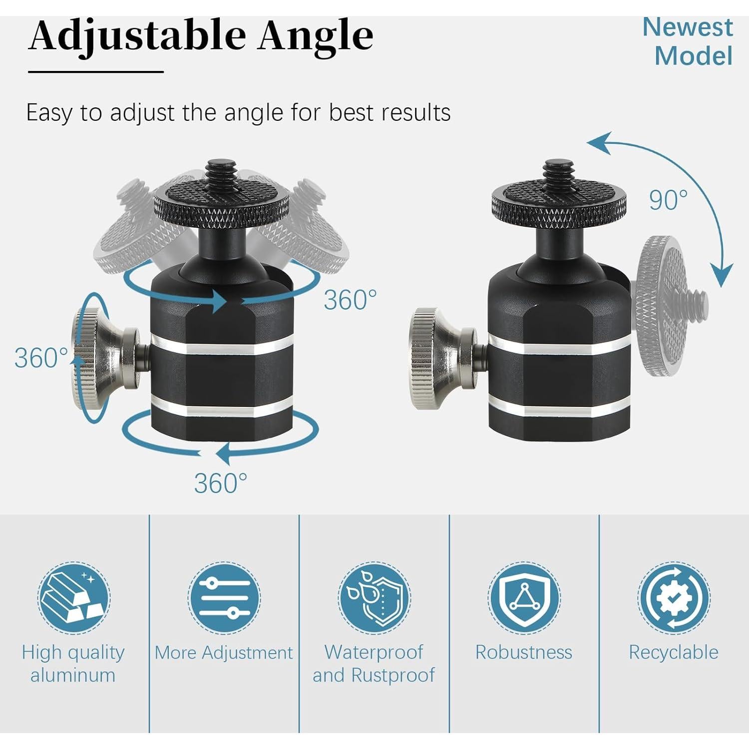 Cabezal de bola mini universal Folgtek para trípode 4.54kg