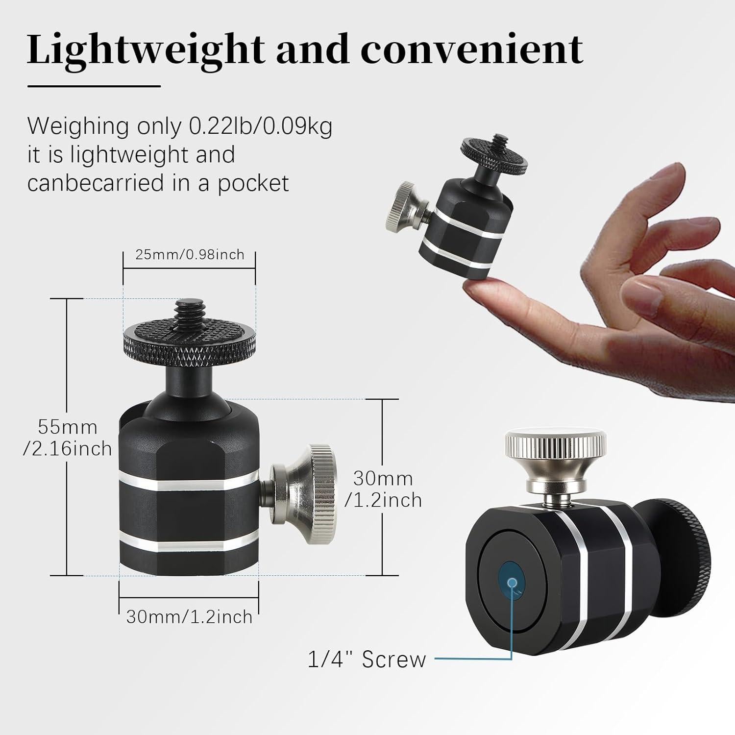 Cabezal de bola mini universal Folgtek para trípode 4.54kg