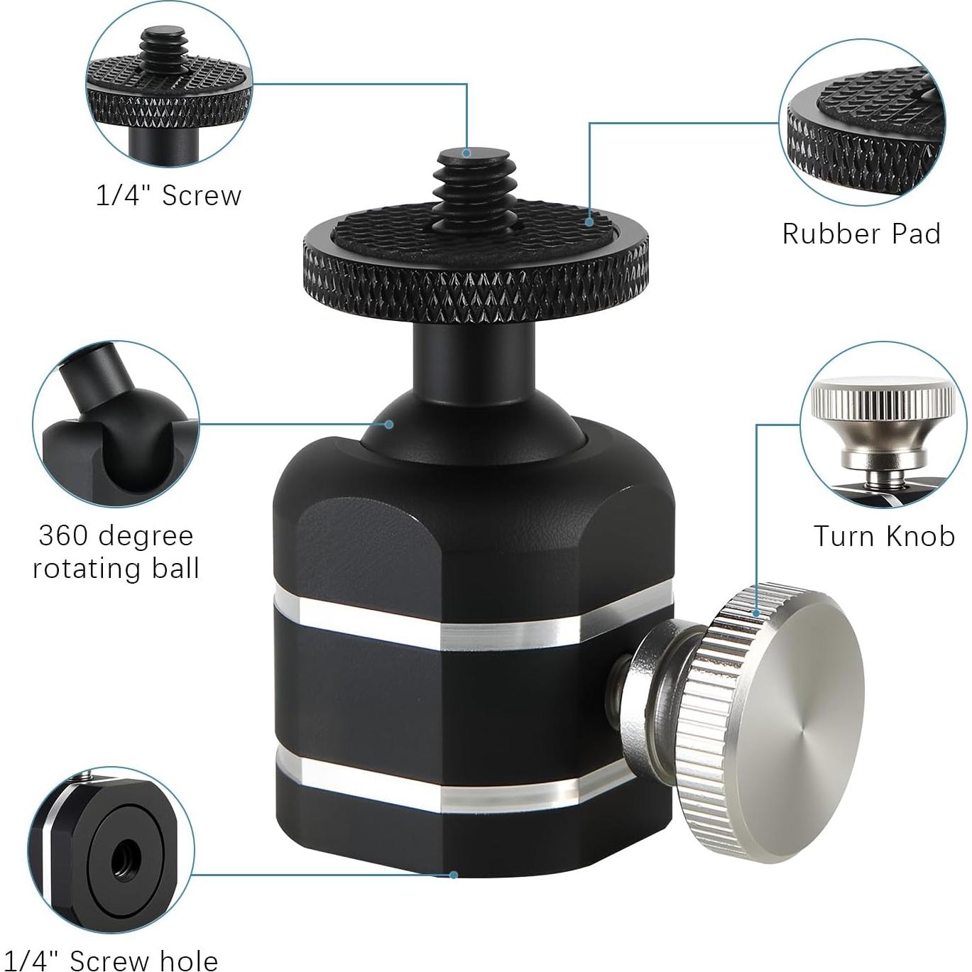 Cabezal de bola mini universal Folgtek para trípode 4.54kg