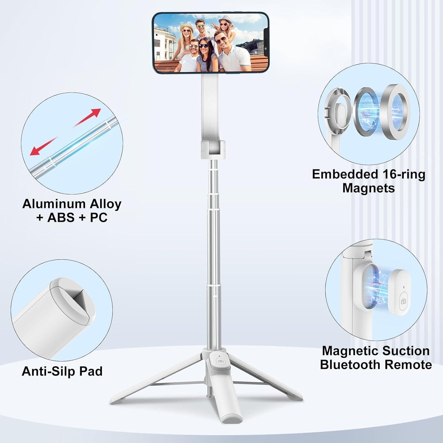 Trípode Selfie Magnético FANTCOO MST-01 72.49 cm Control Remoto