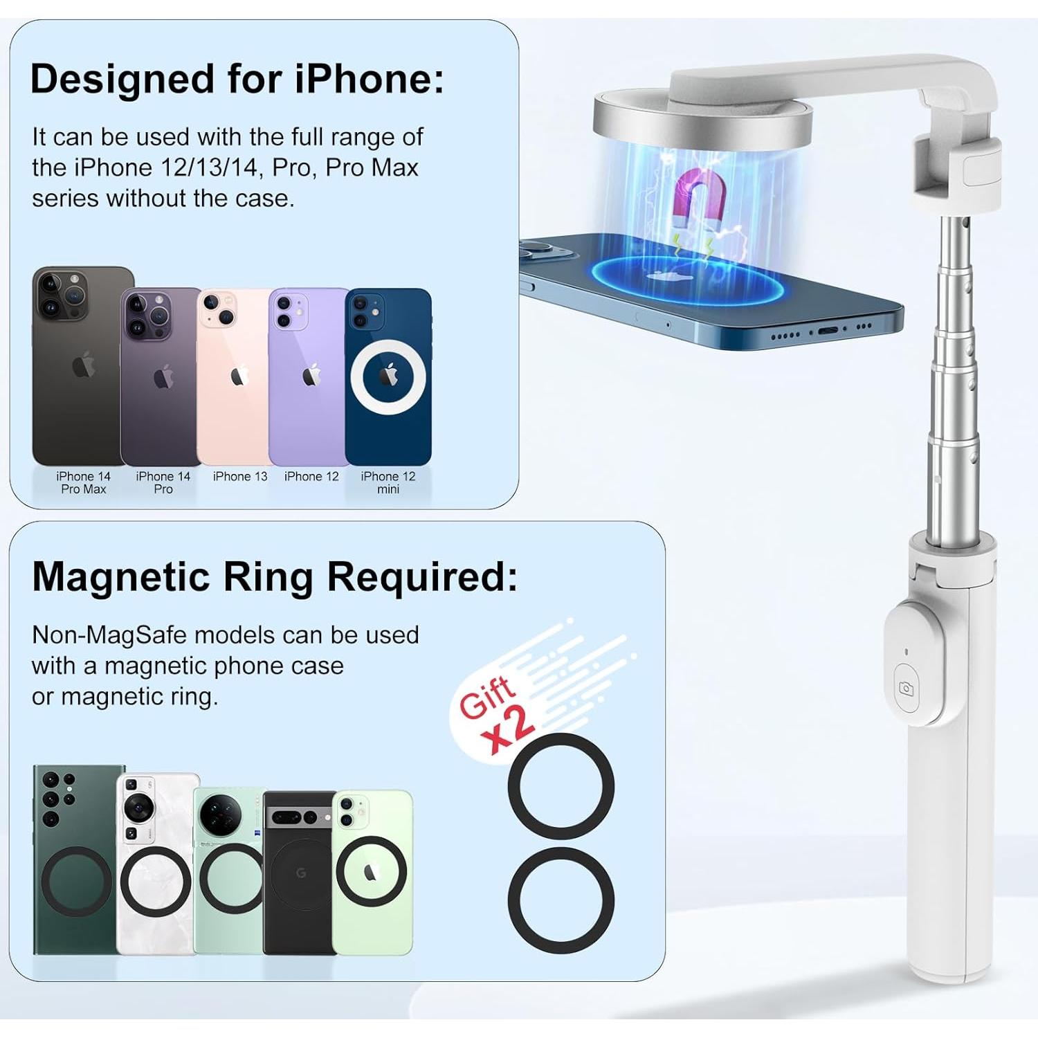 Trípode Selfie Magnético FANTCOO MST-01 72.49 cm Control Remoto