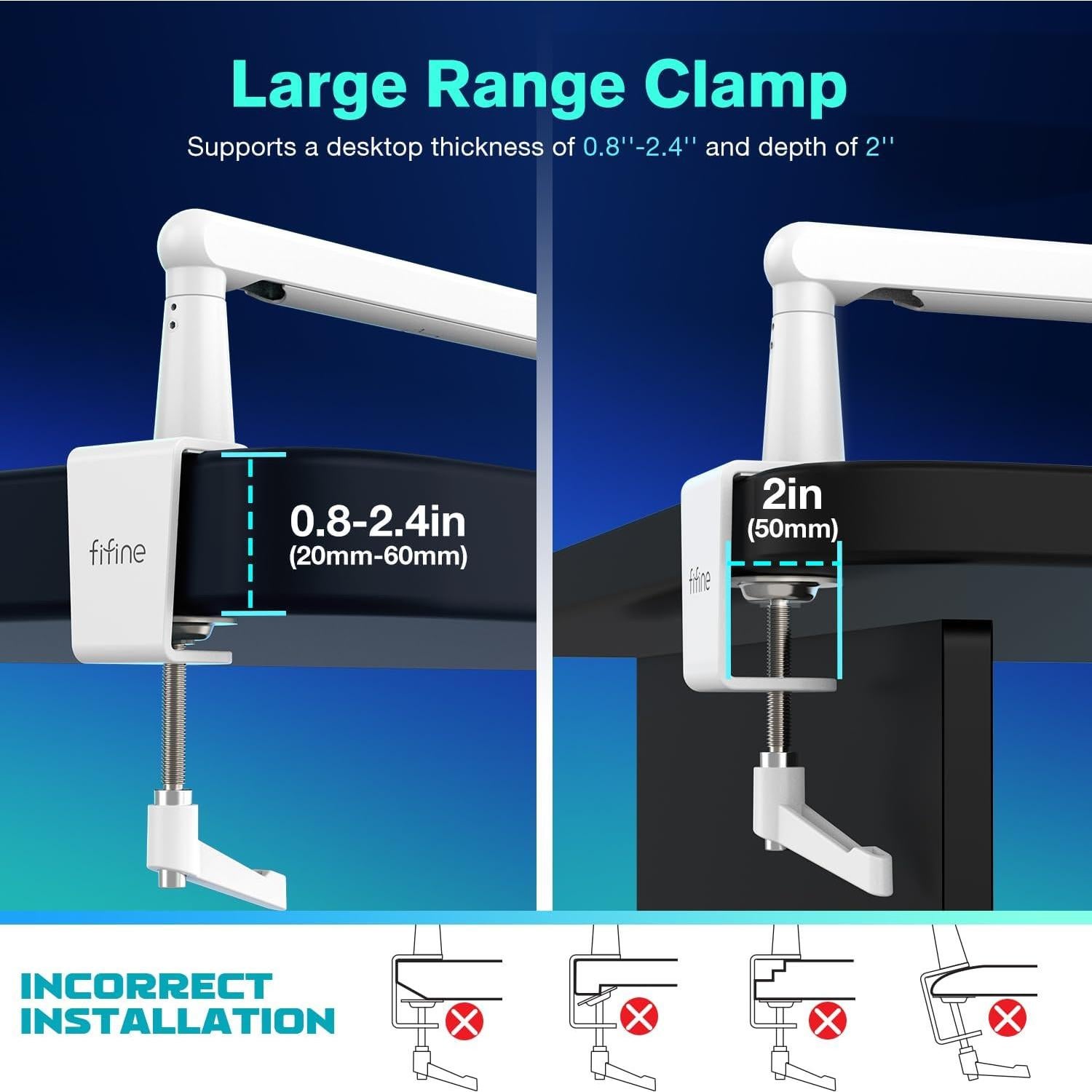Soporte de Micrófono de Brazo FIFINE BM88 Blanco Ajustable