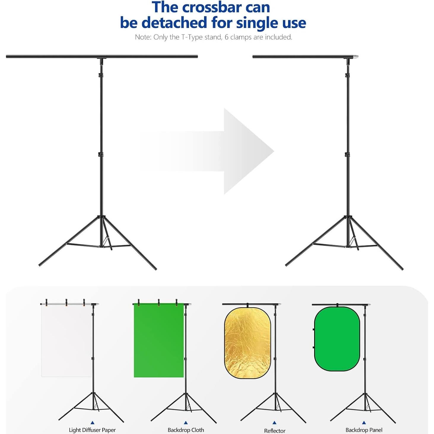 Kit de Soporte de Fondo NEEWER 2.6m Ajustable con 6 Abrazaderas