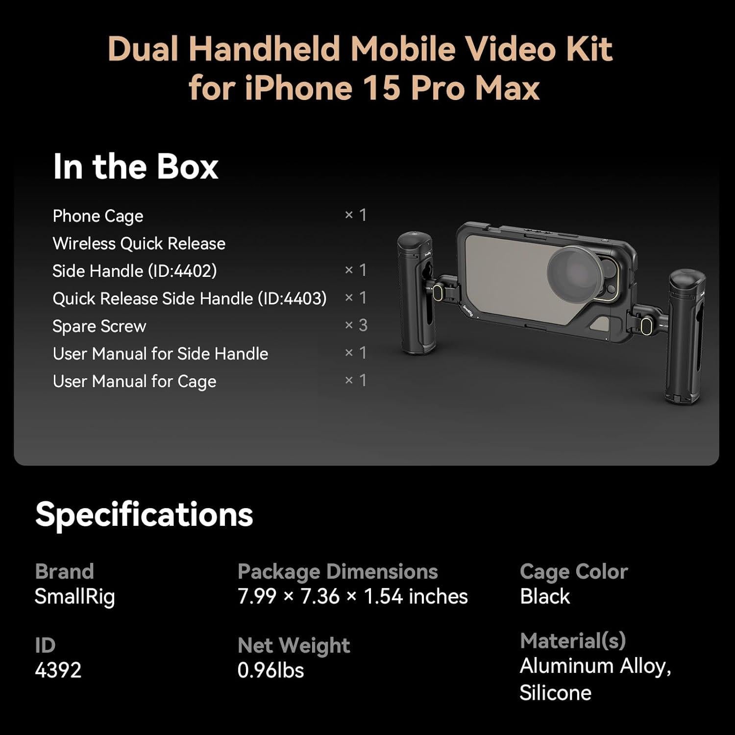 Kit de jaula de video SmallRig para iPhone 15 Pro Max