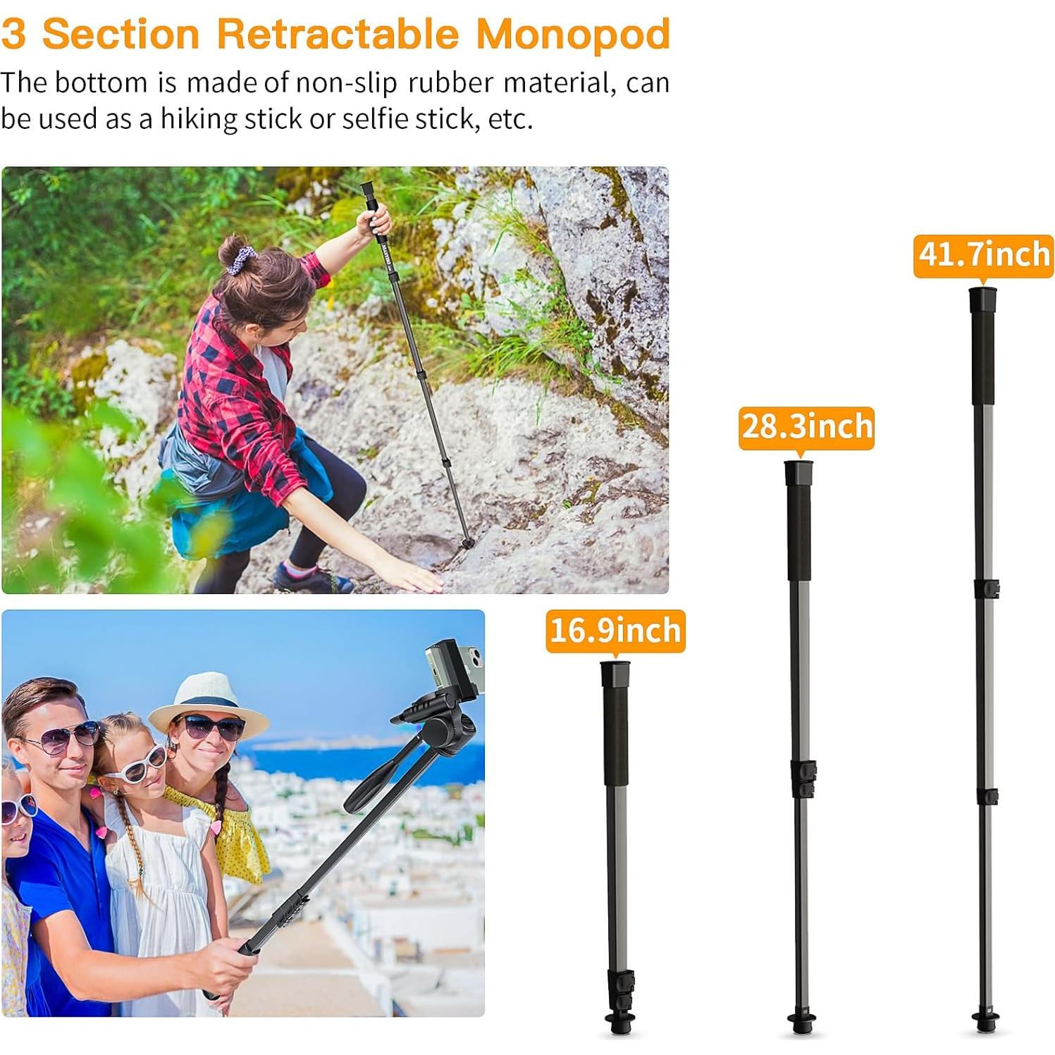 Trípode de Cámara NIANYISO HJ258 170 cm Aluminio Portátil