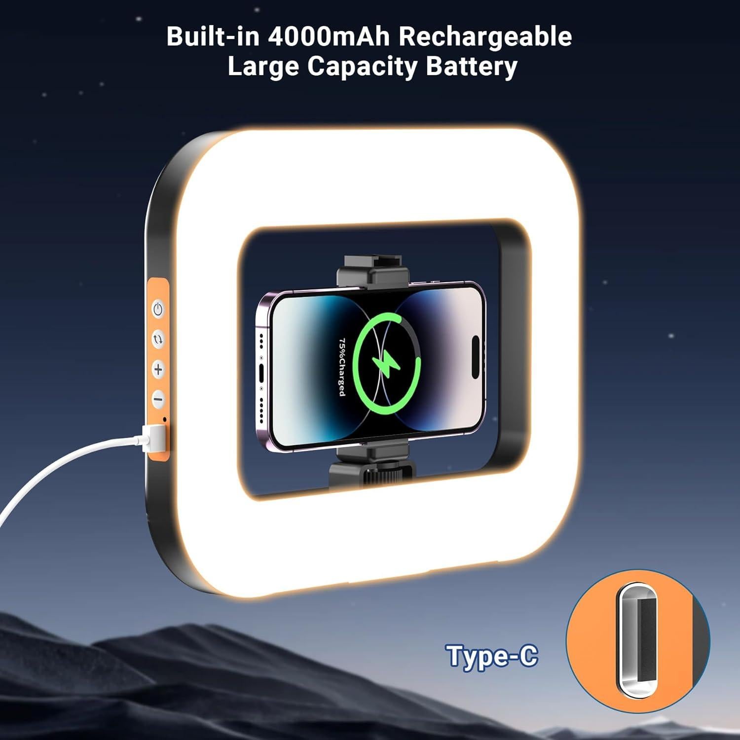 Luz de Anillo Cuadrada Inalámbrica Voinap VN08 4000mAh