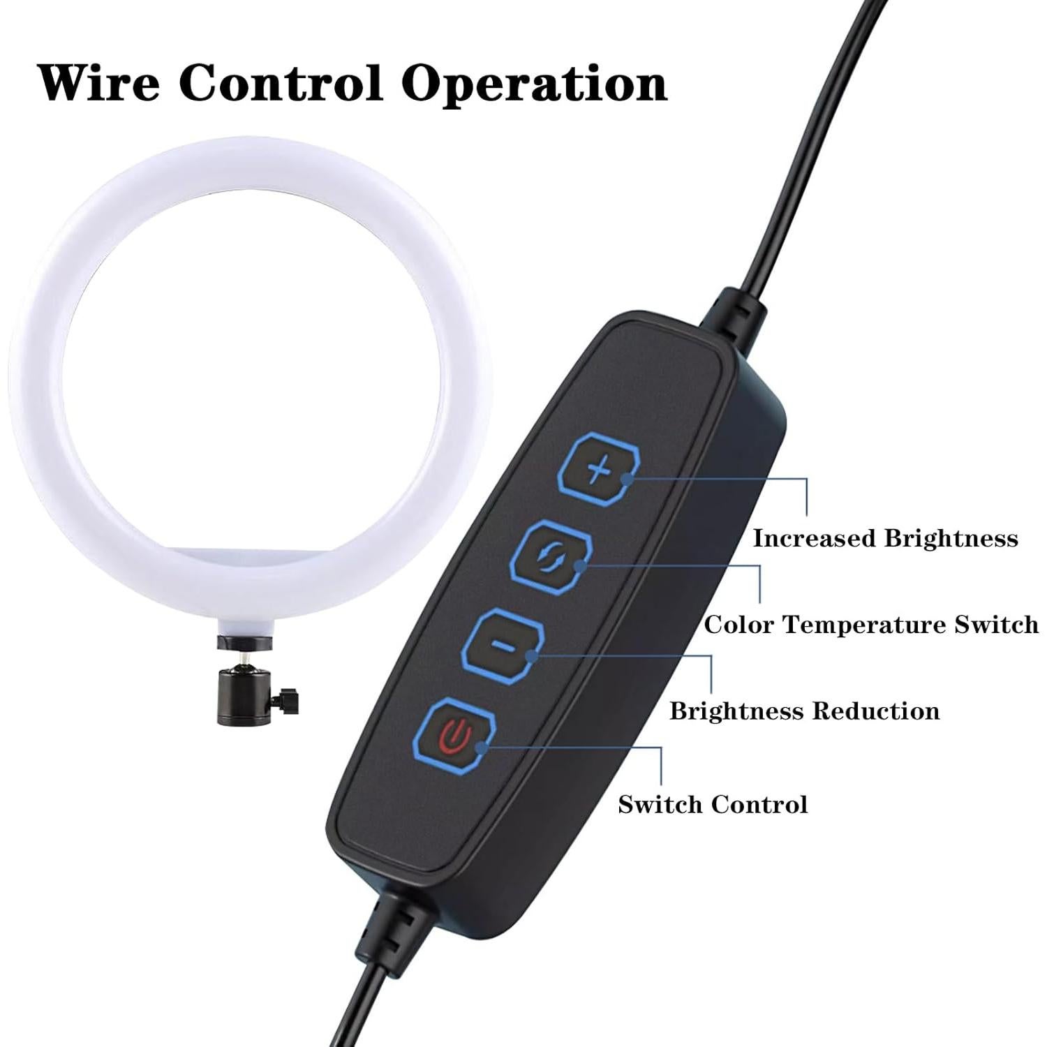 Anillo de Luz Selfie Nayubo con 3 Modos y 10 Niveles de Brillo