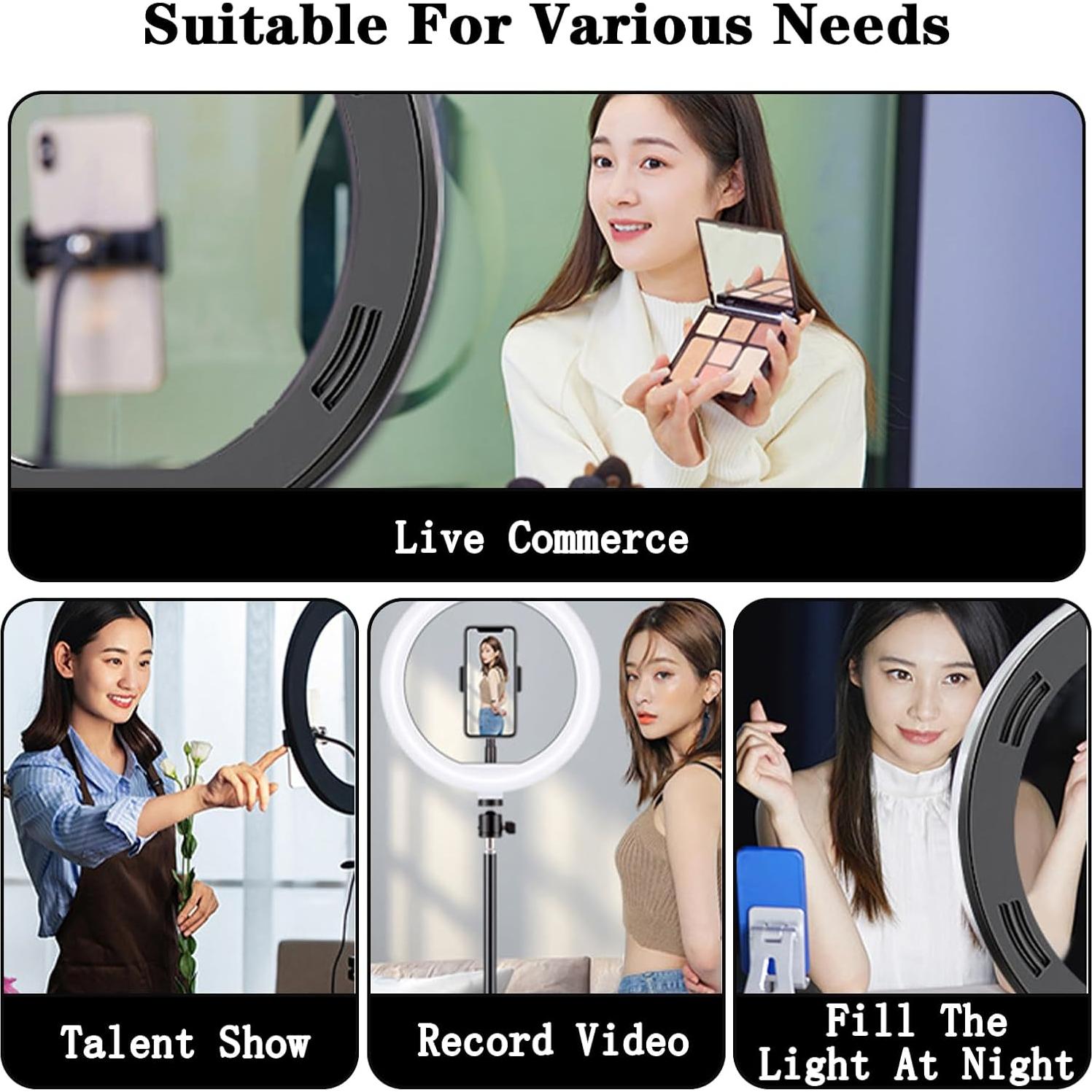 Anillo de Luz Selfie Nayubo con 3 Modos y 10 Niveles de Brillo