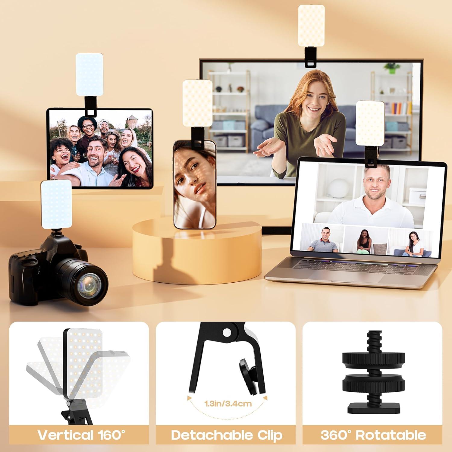 Luz Selfie LED RealPlus Clip On 80 LEDs 2000mAh Negro