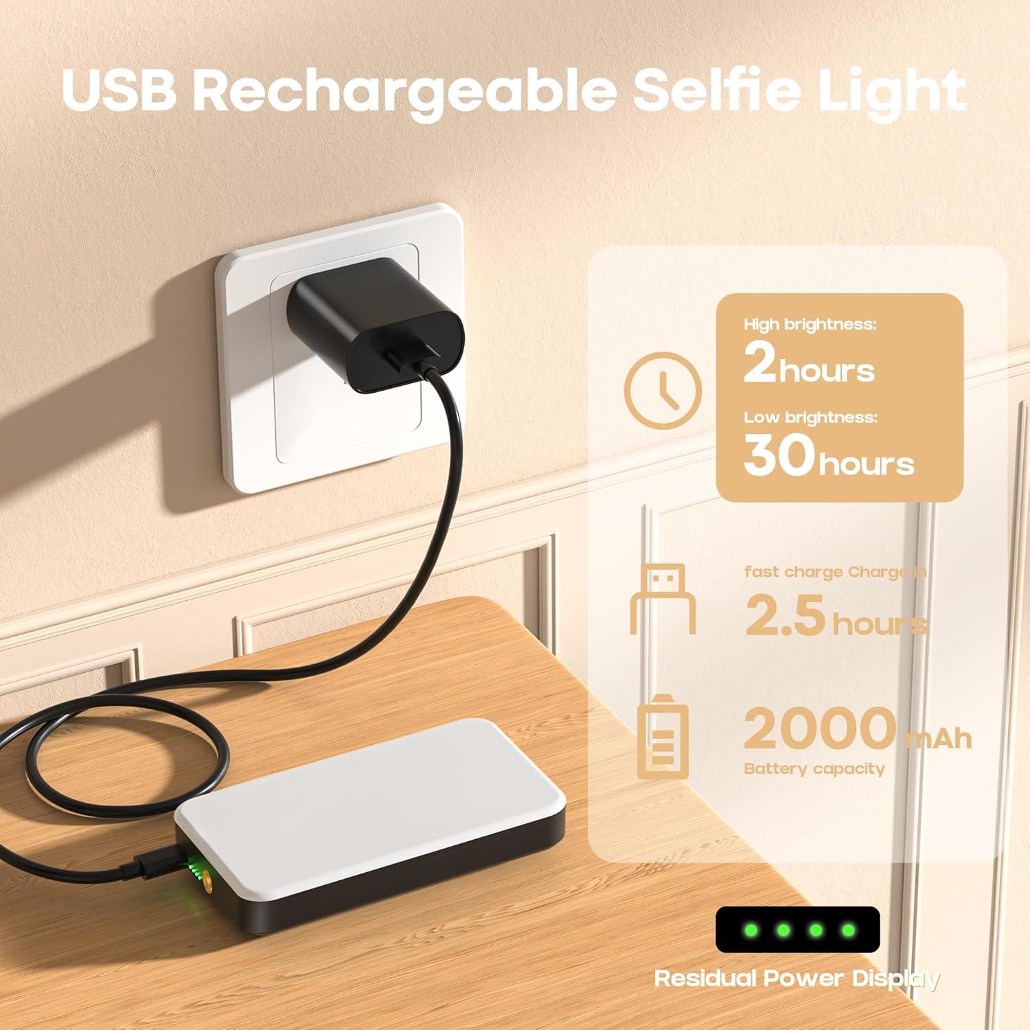 Luz Selfie LED RealPlus Clip On 80 LEDs 2000mAh Negro