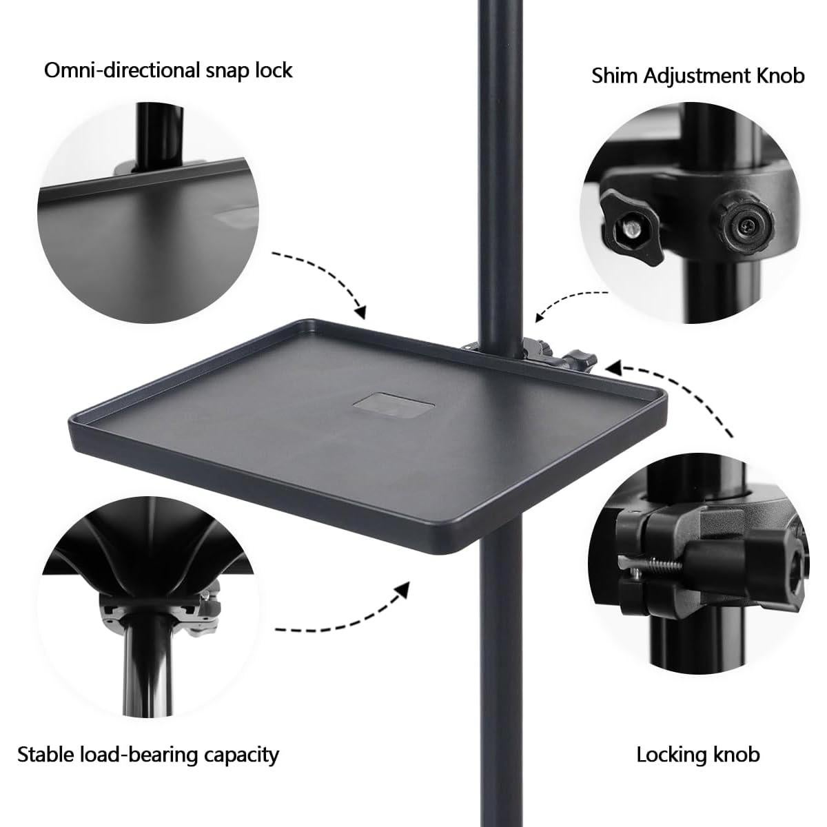 Bandeja Soporte Micrófono YOLUFER Ajustable 270x205mm Negro