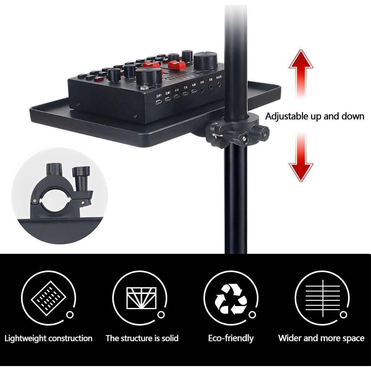 Bandeja Soporte Micrófono YOLUFER Ajustable 270x205mm Negro