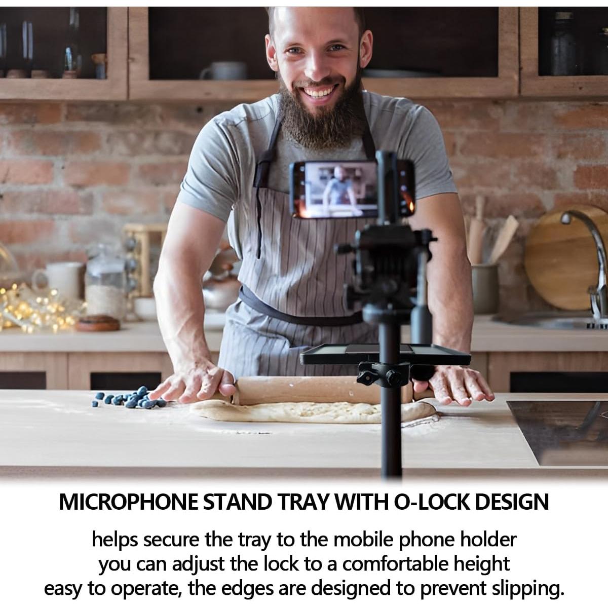 Bandeja Soporte Micrófono YOLUFER Ajustable 270x205mm Negro