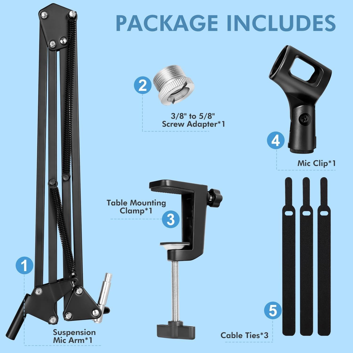 Soporte de Micrófono Brazo Boom LacBec Ajustable 1.4kg