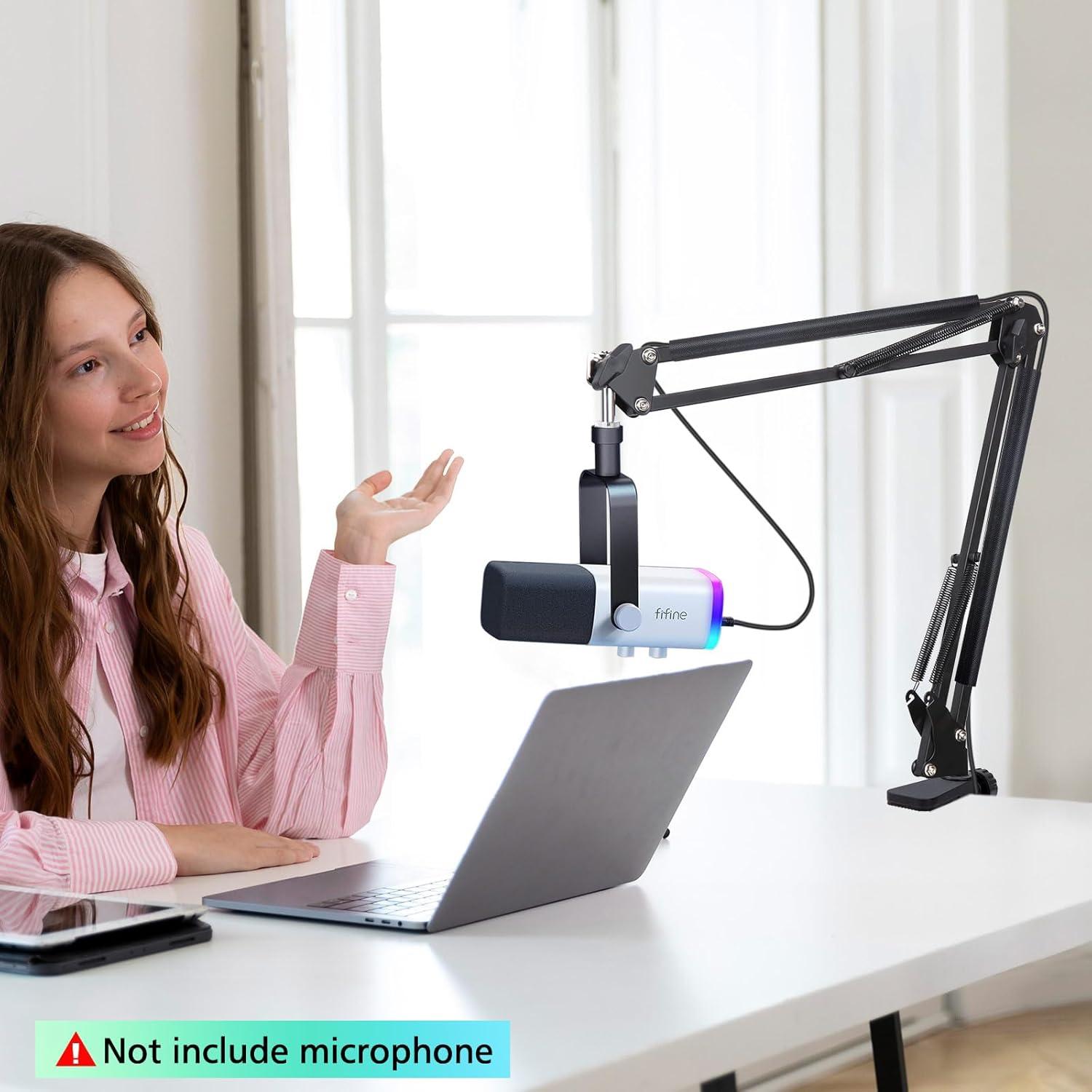 Brazo de micrófono ajustable Fifine AM8 con adaptador y fundas