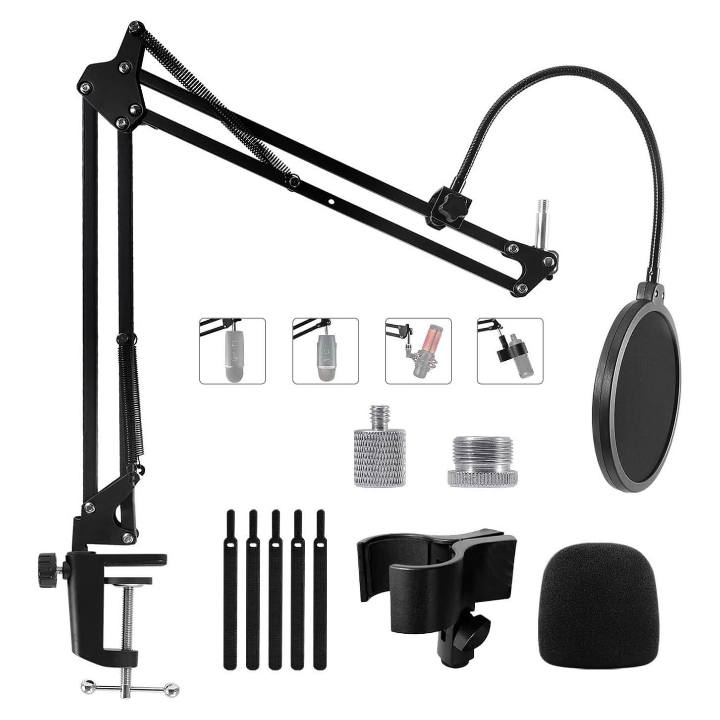 Brazo Soporte Micrófono Ajustable Negro para Blue Yeti y Más