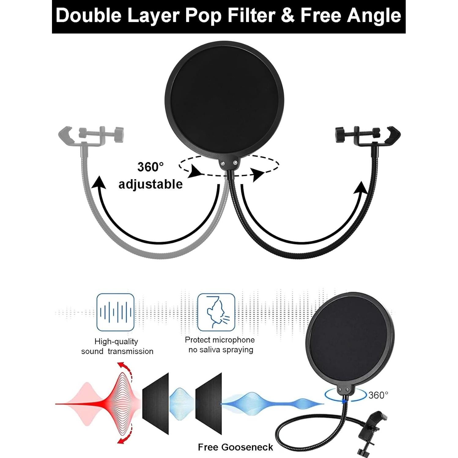 Brazo Soporte Micrófono Ajustable Negro para Blue Yeti y Más