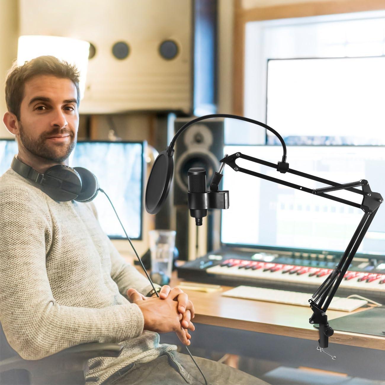 Brazo Soporte Micrófono Ajustable Negro para Blue Yeti y Más