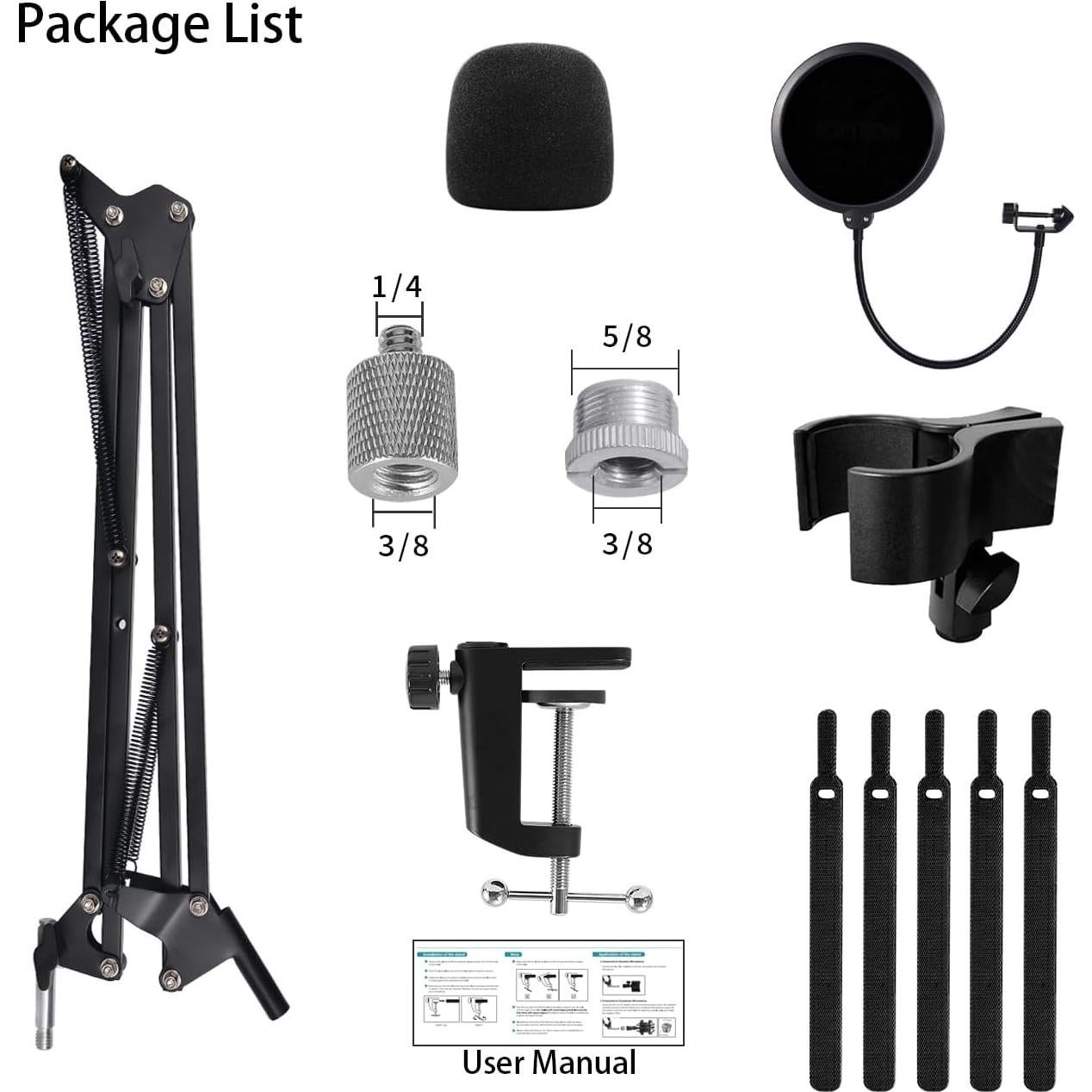 Brazo Soporte Micrófono Ajustable Negro para Blue Yeti y Más