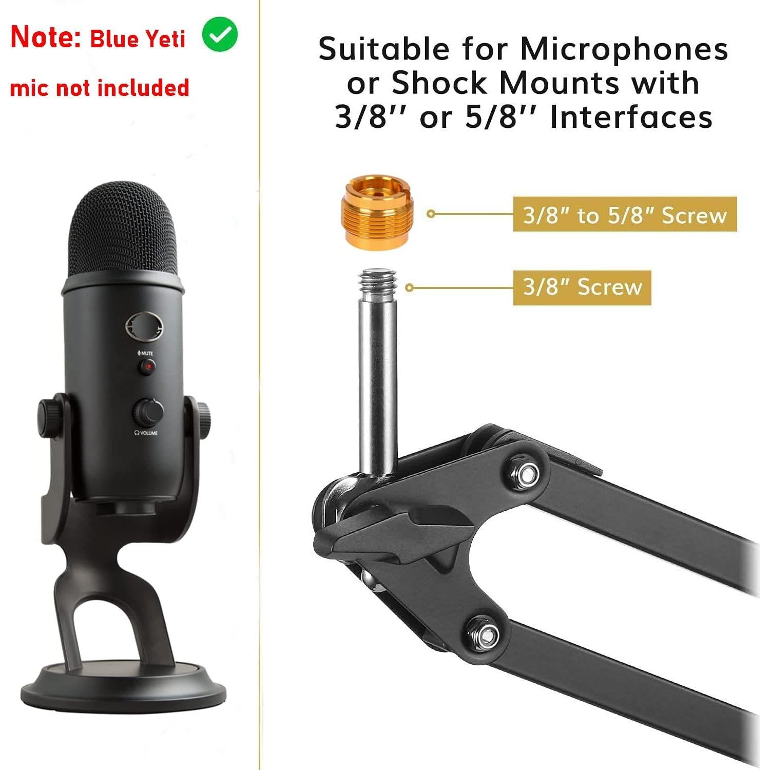 Soporte de Micrófono YUZUHOME para Blue Yeti y Nano, Negro