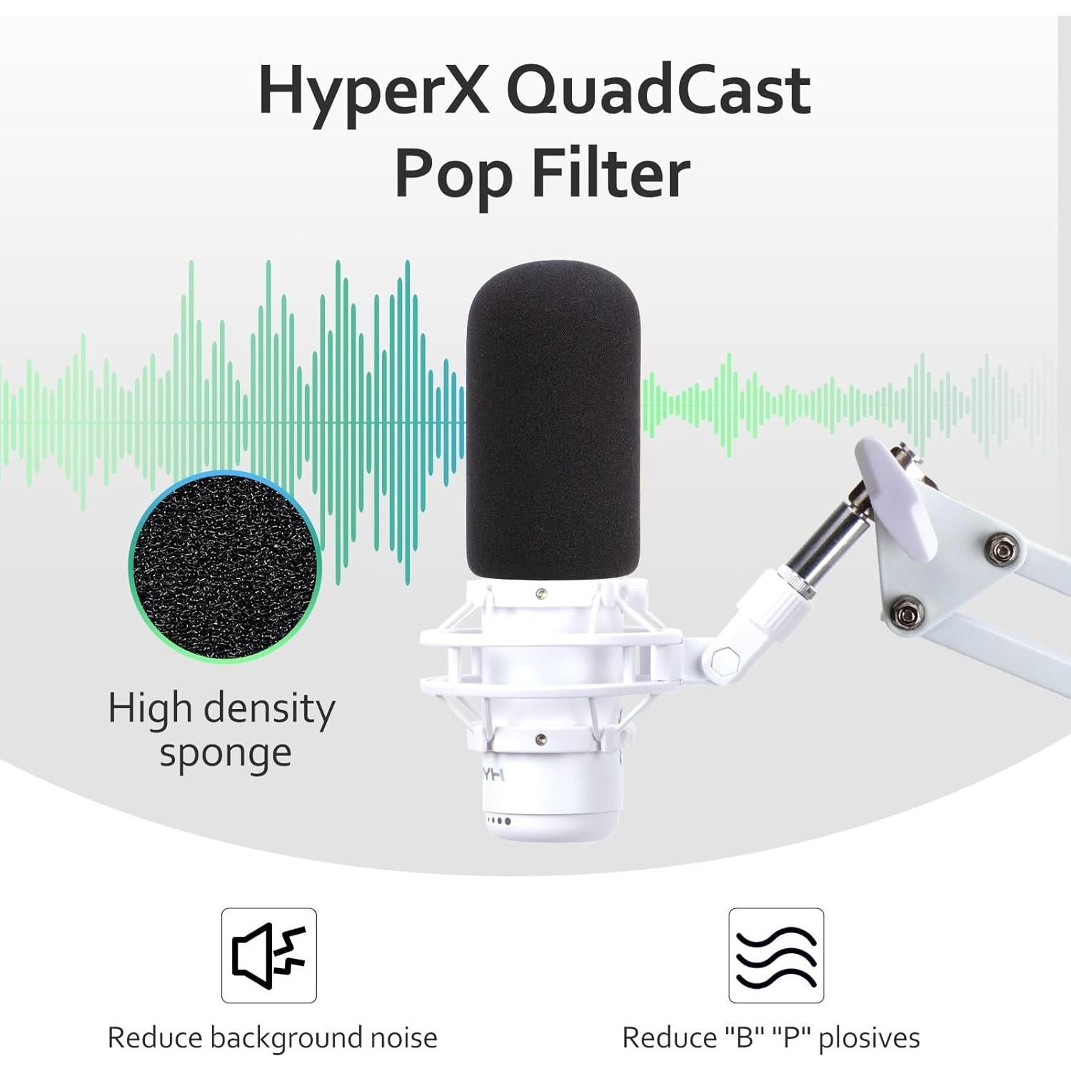 Brazo de Micrófono HyperX Quadcast S Blanco Ajustable 1.4 kg