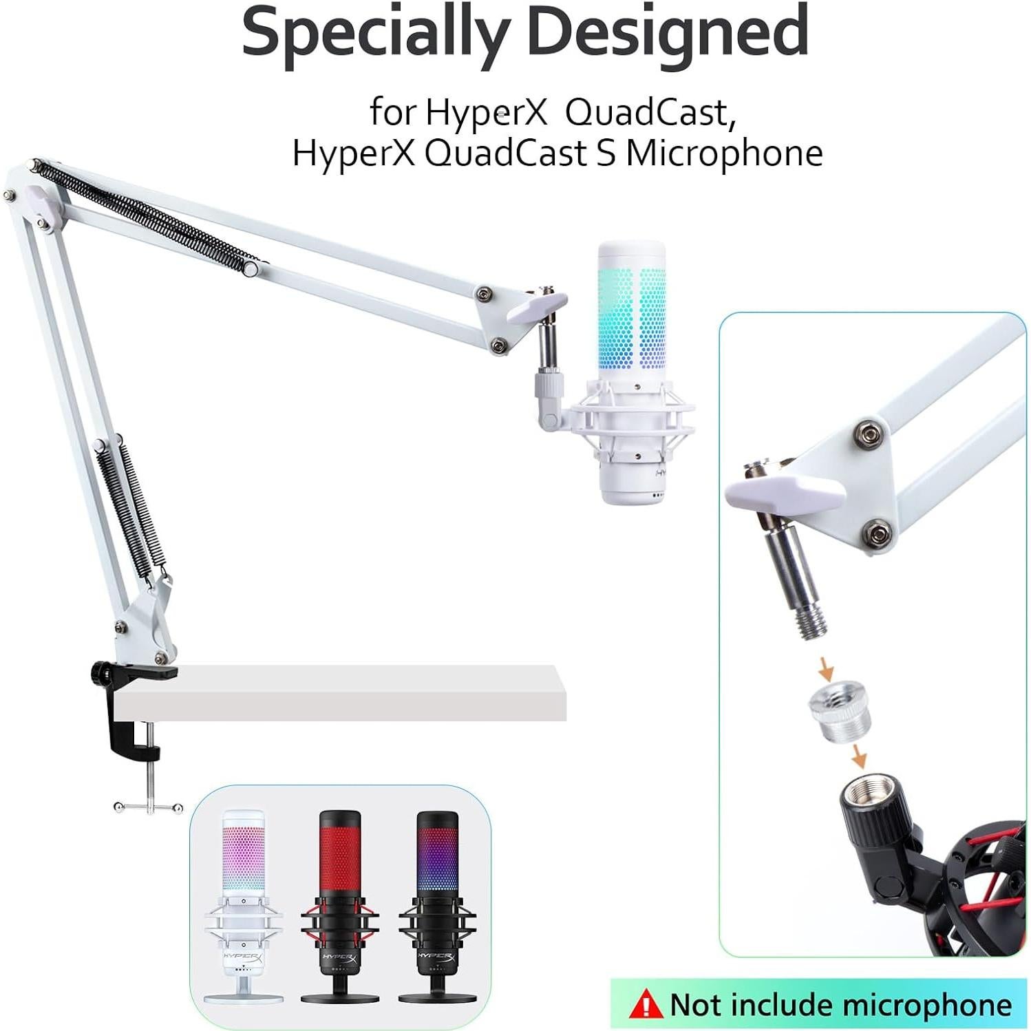 Brazo de Micrófono HyperX Quadcast S Blanco Ajustable 1.4 kg