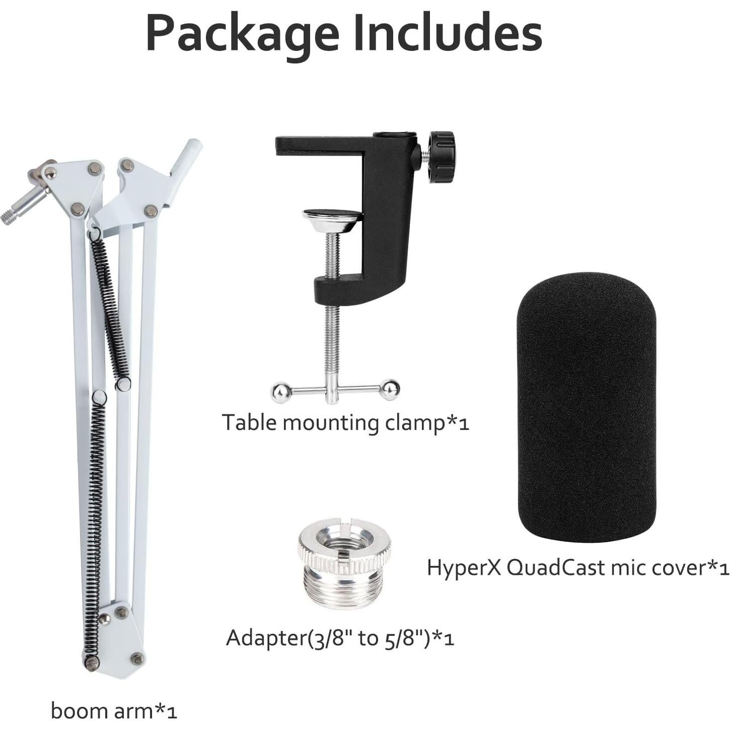 Brazo de Micrófono HyperX Quadcast S Blanco Ajustable 1.4 kg