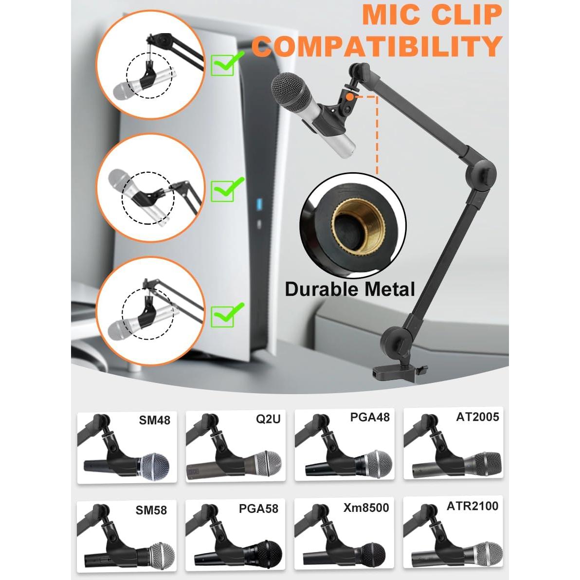 Brazo de Micrófono Ajustable Mictop con Abrazadera y Adaptador